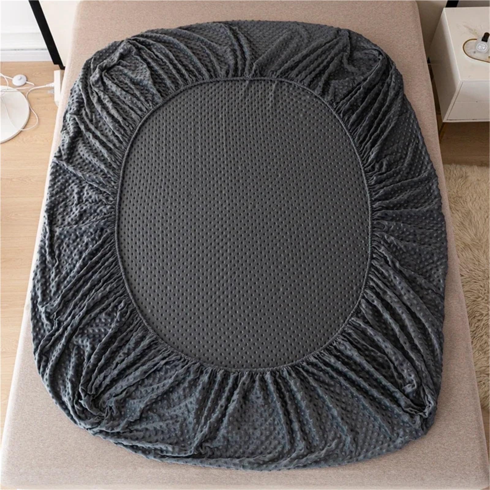Sábana Bajera de Felpa Sábana Ajustable de Terciopelo, Funda Cama Lisa, Fundas colchón Invierno, sin Almohada, 1 ud(Light Pink,180x200cm 1pc)