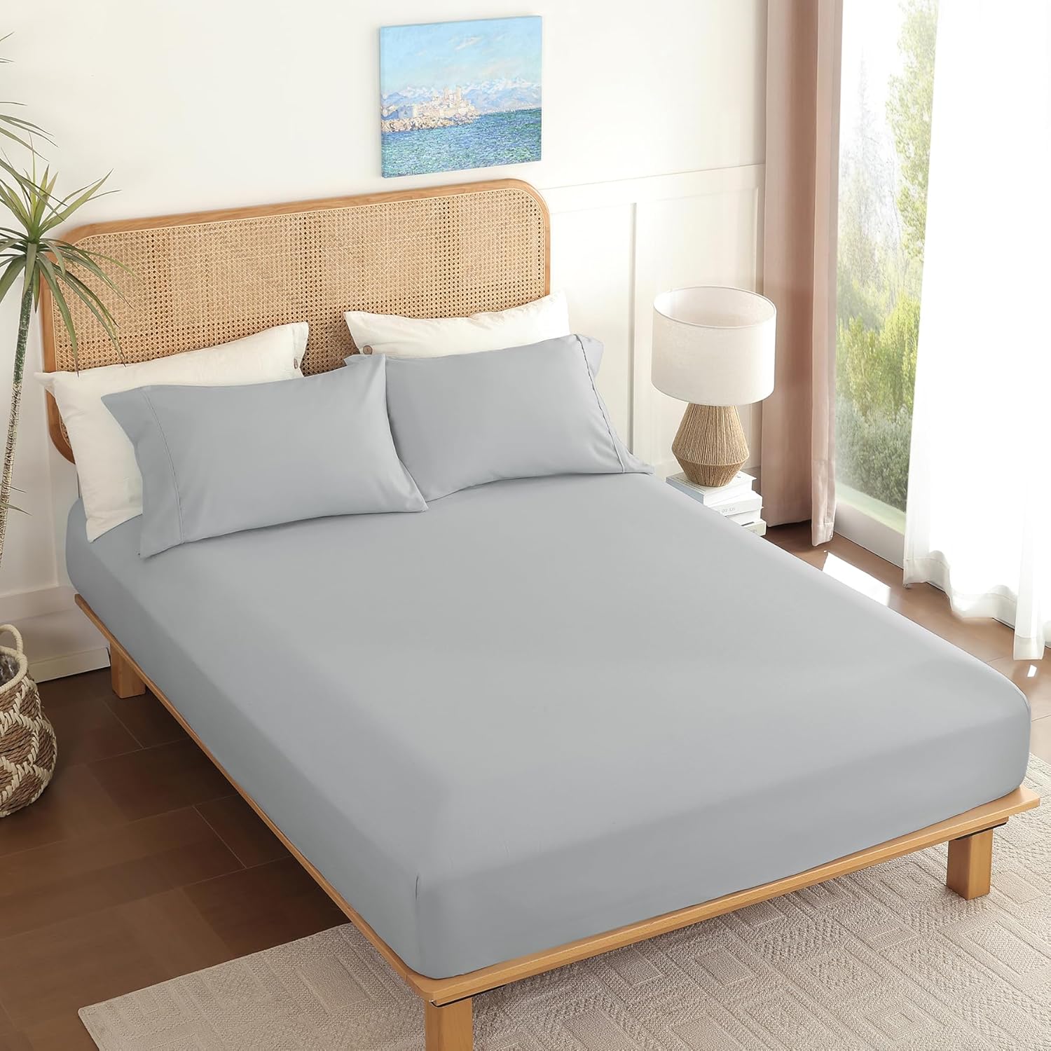 Grey Queen Sheet Set - Soft Breathable Microfiber Bed Sheets with Extra Deep Pocket, Luxury Hotel Cooling Bedding, Oeko-Tex Certified Wrinkle Free 4 Piece - Image 7