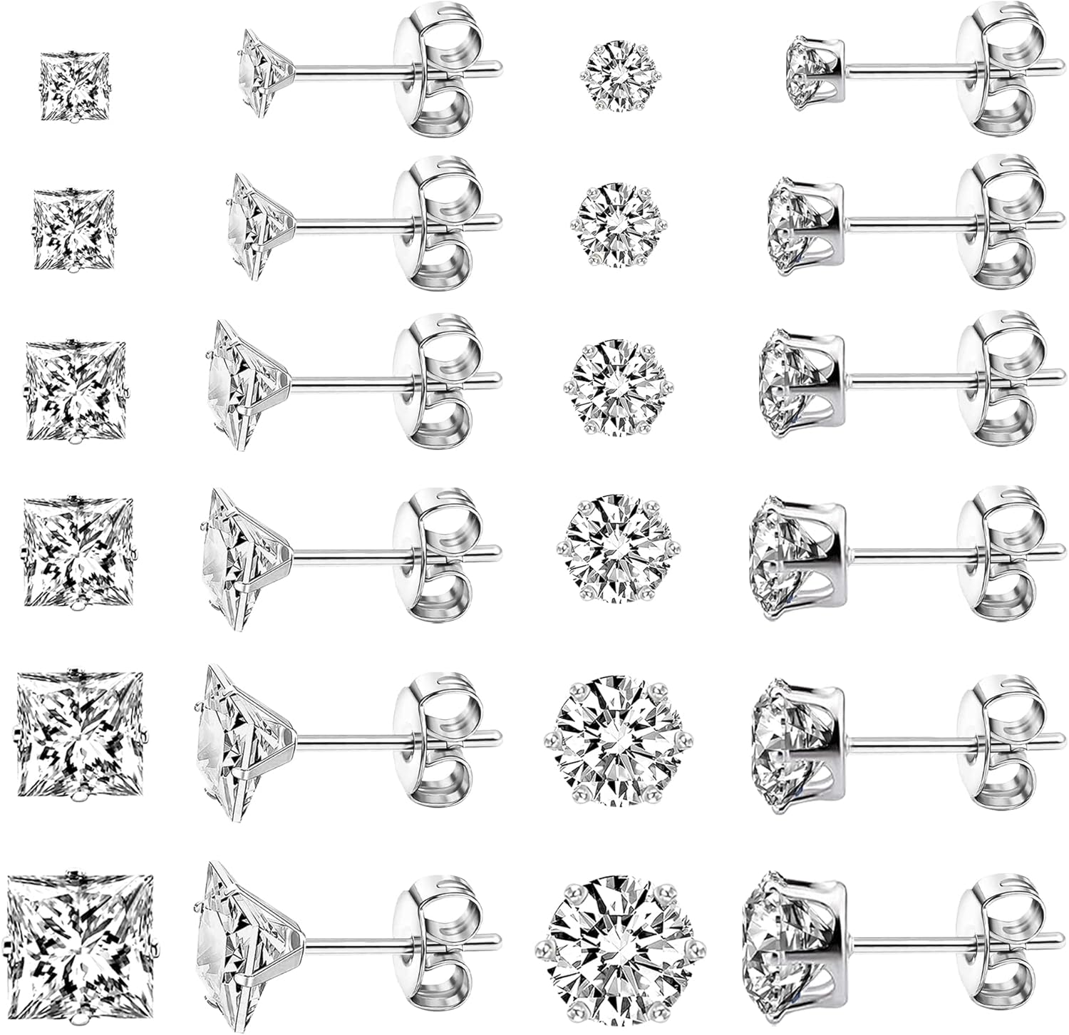 Stainless Steel Stud Earrings For Women Men Girls Hypoallergenic Silver Earrings Se...