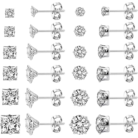 Stainless Steel Stud Earrings For Women Men Girls Hypoallergenic Silver Earrings Se...