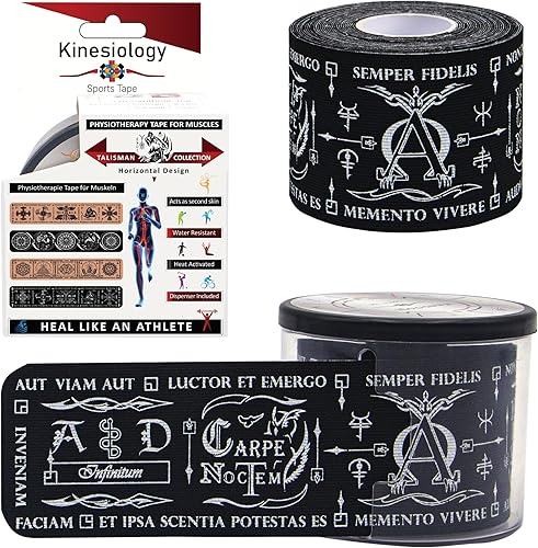 Miniatura 10 de Cinta de kinesiología precortada con dispensador  Dreamcatcher cinta muscular horizontal deportiva  negro sintético 16.4 ft 20 tiras  Cinta de