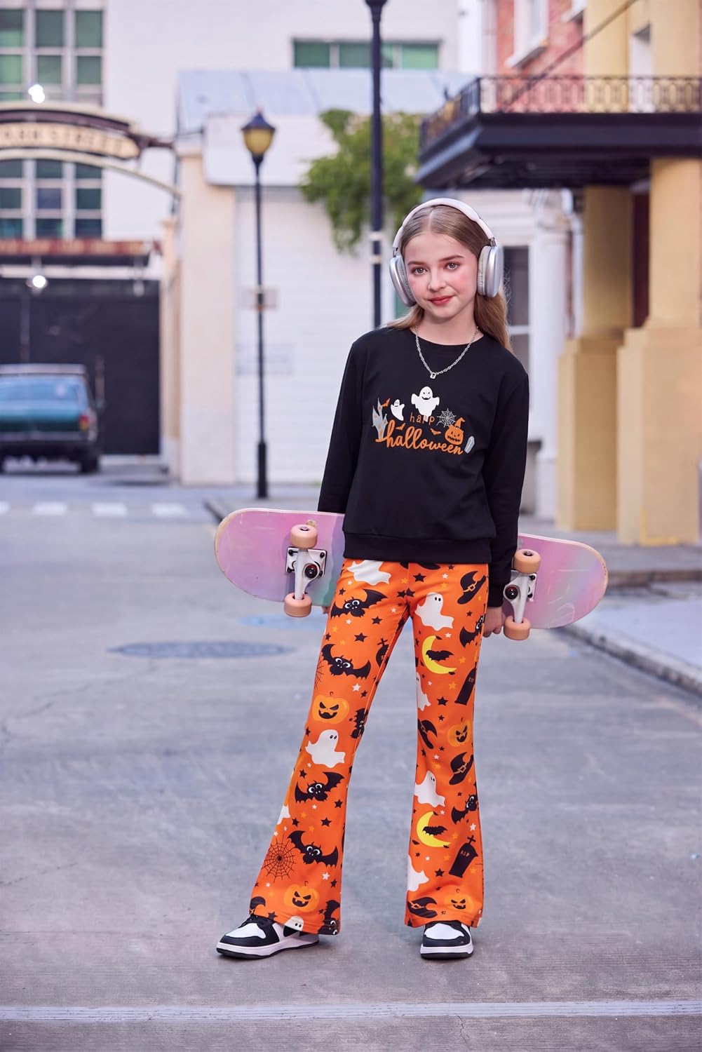 Arshiner Girls 2 Piece Tracksuit Set Kids Sweatshirt and Retro Flare Pants