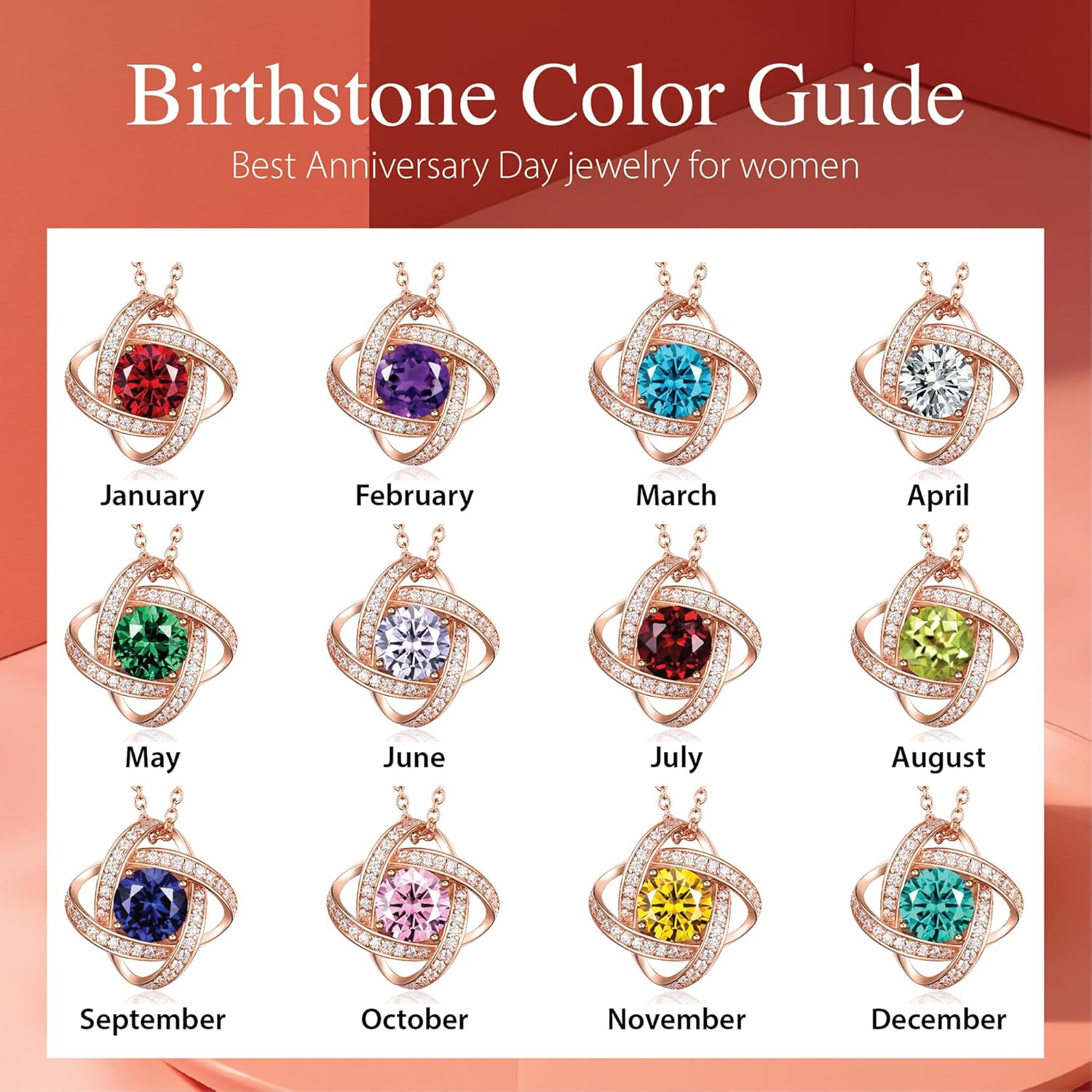 Mothers Day Gifts for Wife- Birthstone Necklace Gifts for Women, Love Knot Necklaces for Women 925 Sterling Silver Anniversary Valentines Mothers Day Birthday Gifts Jewelry for Women Wife Mom Girlfriend Her - Image 4