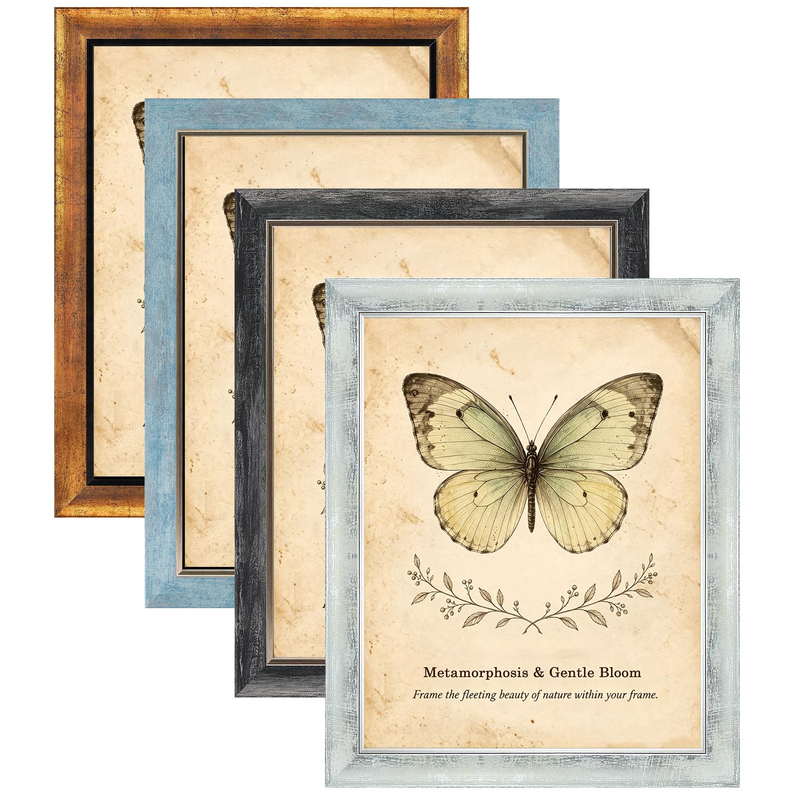 XUANLUO 4 Pack A4 Picture Frames,21 x 29.7cm Rustic Frame,Multi Colors