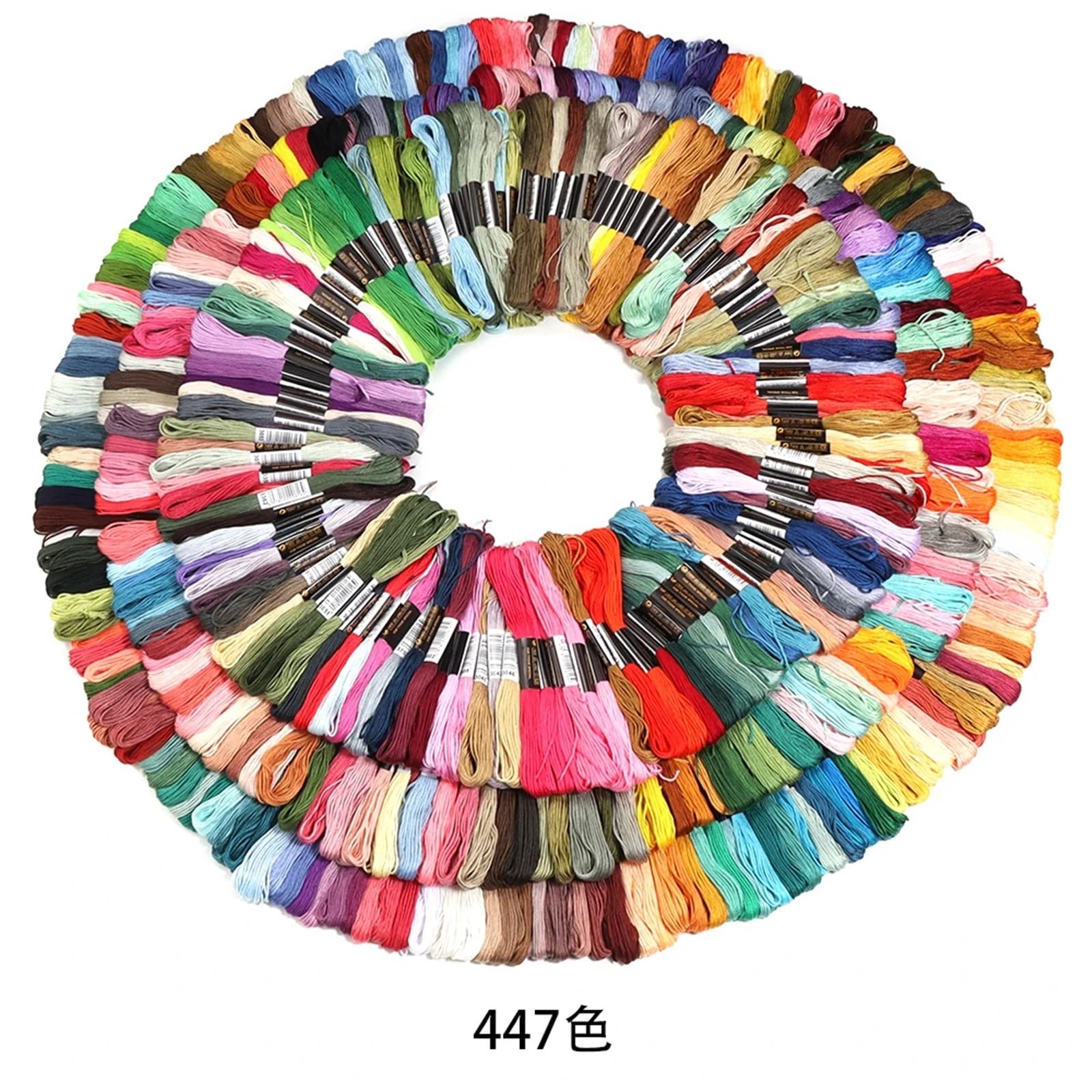 Hilos de bordado de algodón para punto de cruz, hilo de bordar, madejas de costura para manualidades, no repetir (colorido 447 ramas)