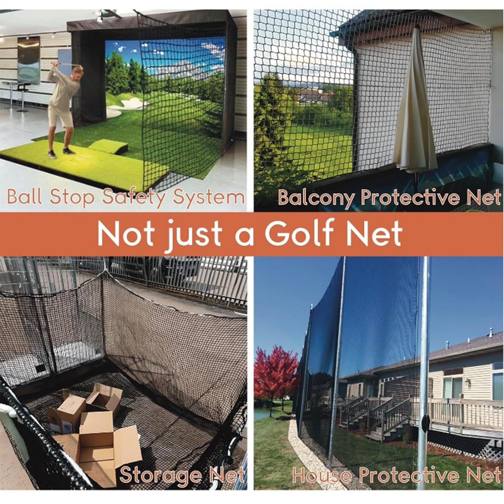 Rete da allenamento da golf, barriera anti-scheggiatura per palline, 300 x 305 cm, rete con ganci, accessorio sportivo robusto, attrezzatura per allenamento all'aperto e al chiuso, per baseball