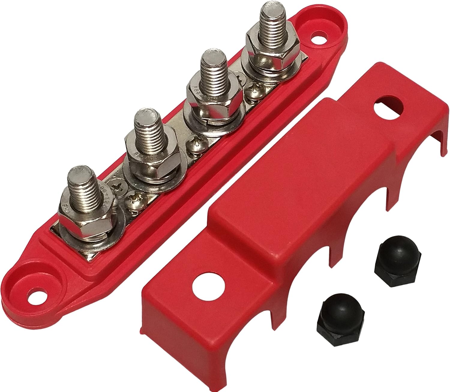 (Red) 3/8" 4 Stud Bus BAR Power Distribution Block Made