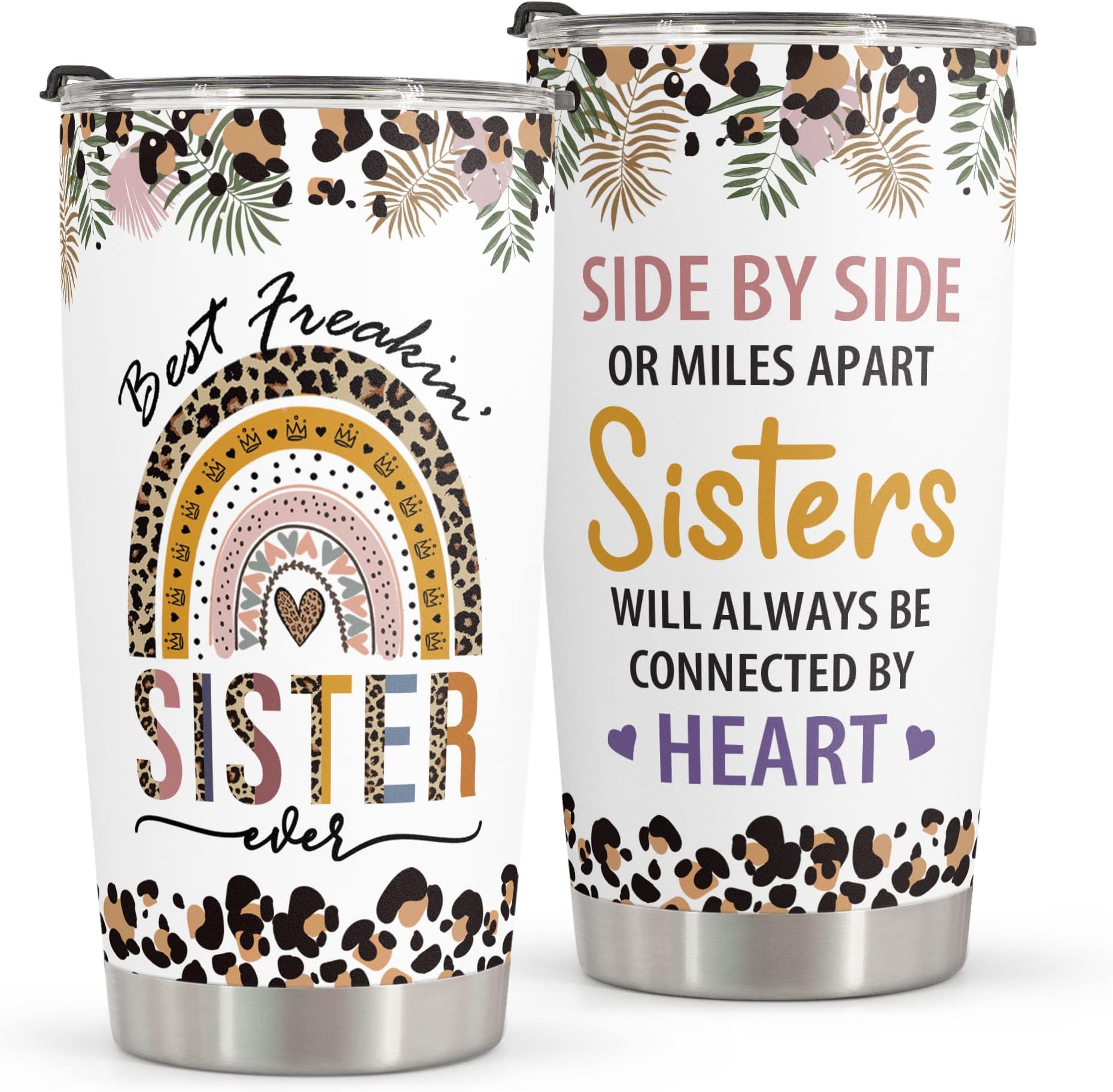 Macorner Sister Gifts From Sister - Stainless Steel Tumbler 20oz Gifts for Sisters - Mothers Day Gift For Sister From Sister - Gift For Best Friend Women Big Sister Little Sister Birthday Gifts