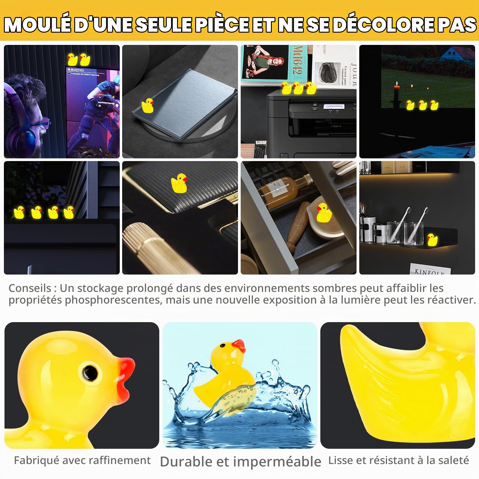 Lot De 100 Mini Canards En Résine – Jaunes – Pouce Levé – Décoration Aquarium, Maison De Poupée, Jardin – Cadeau Récompense