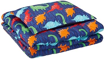 AmazonBasics Kid's Comforter Set - Soft, Easy-Wash Microfiber - Twin, Multi-Color Dinosaurs