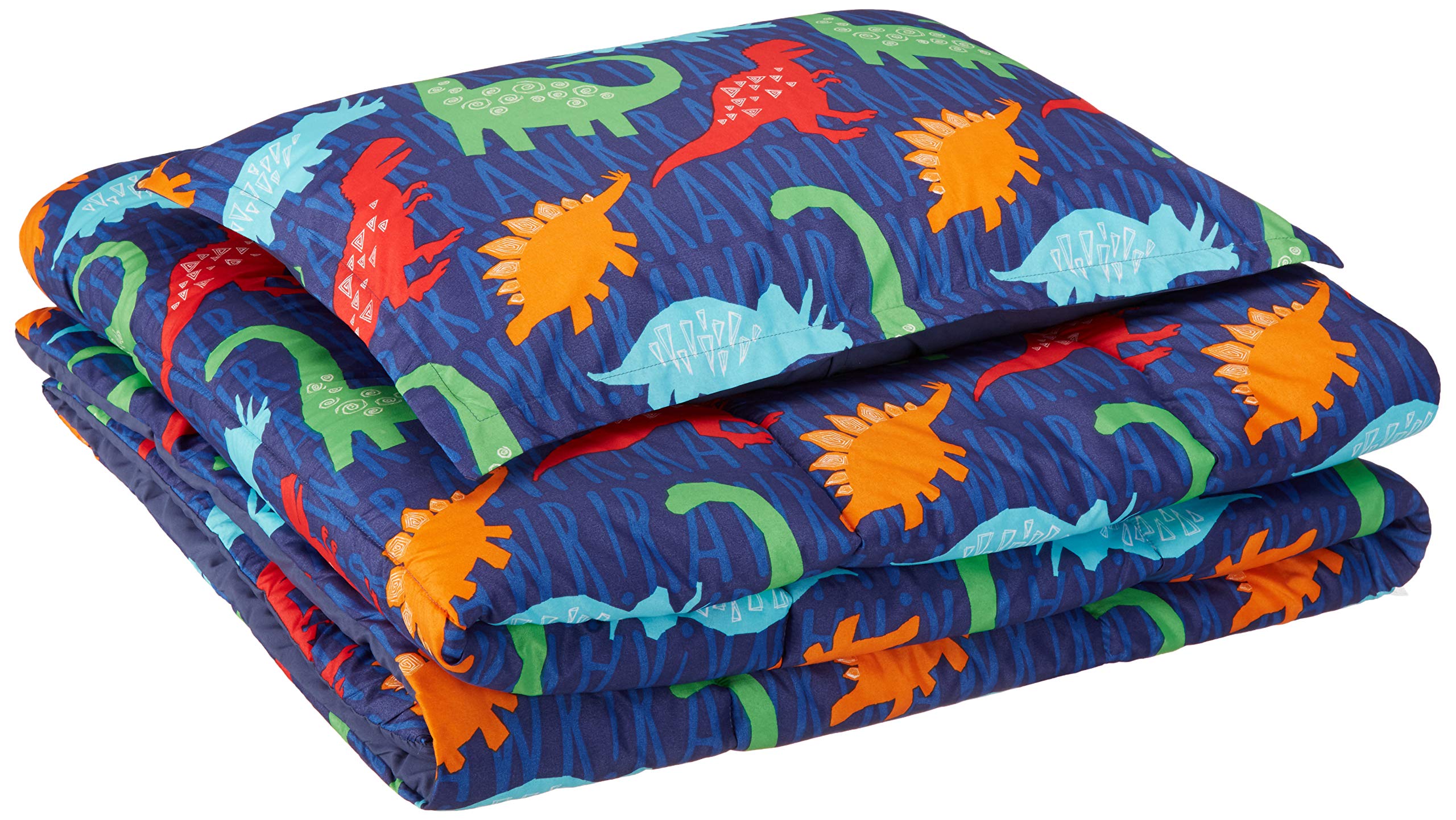 AmazonBasics Kid's Comforter Set - Soft, Easy-Wash Microfiber - Twin, Multi-Color Dinosaurs-image-17