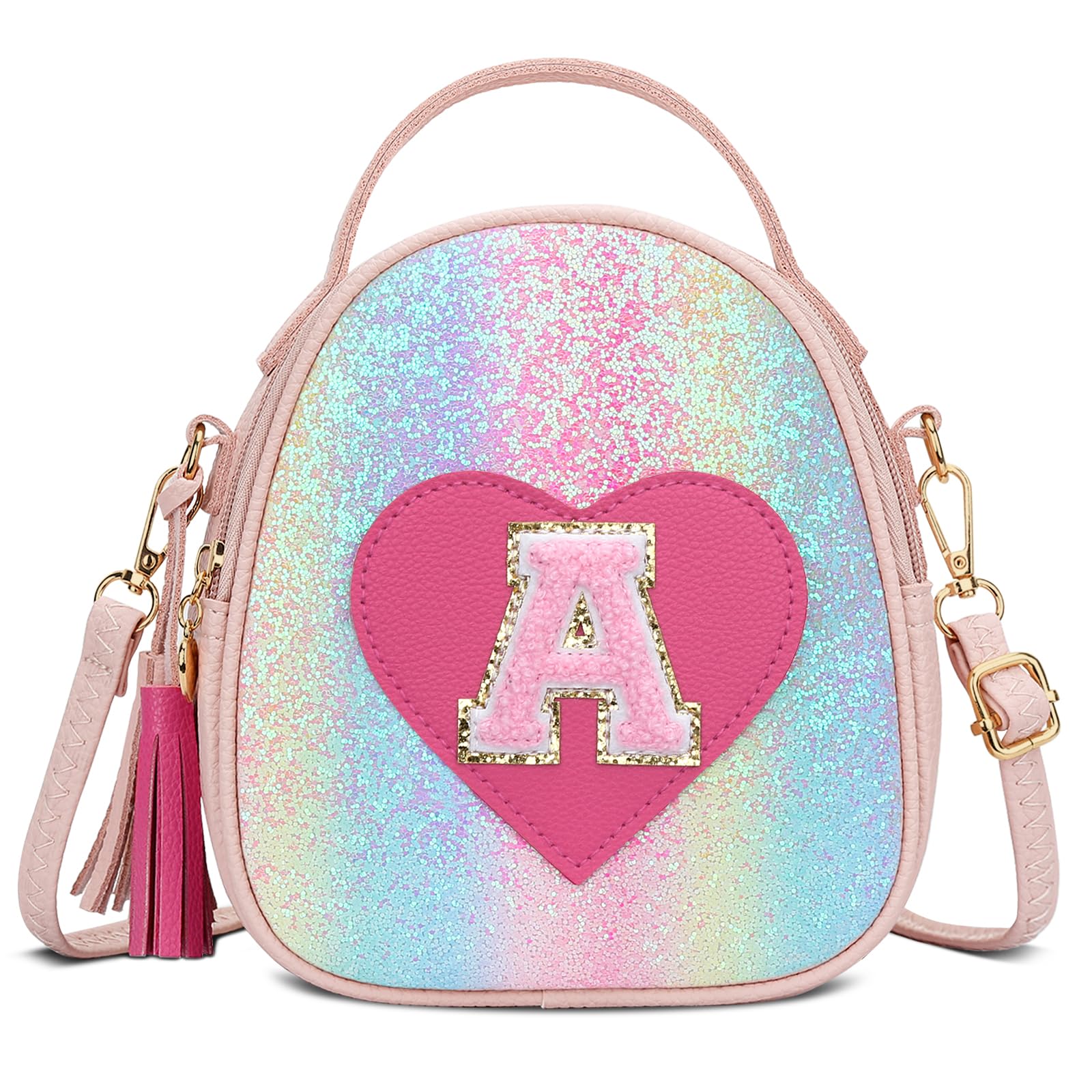 KKXIU Valentines Day Gifts for Kids Gifts for Girls Little Girl Crossbody Bag Small Backpack with Tassel (Shine-A)