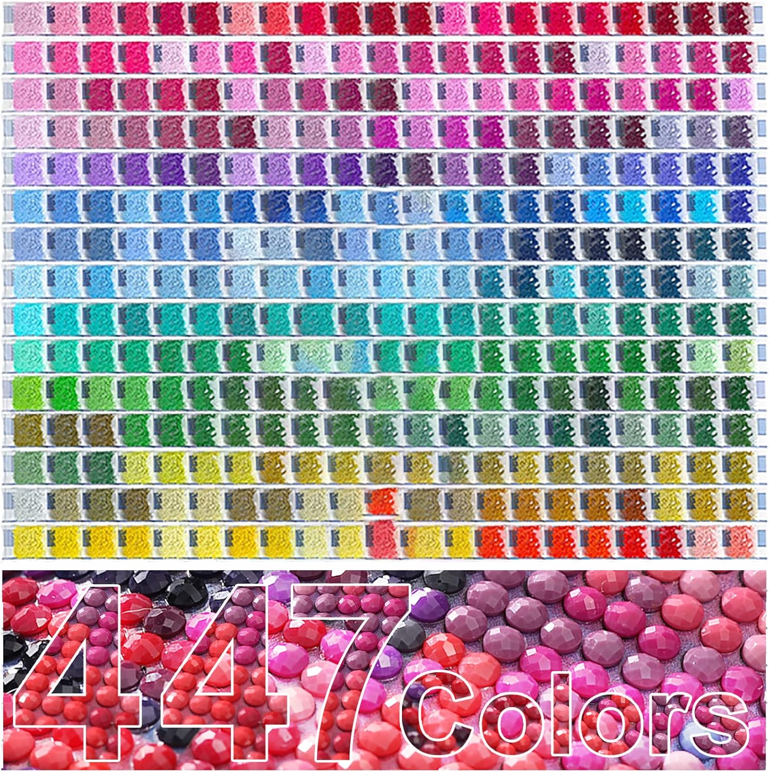 Vilihkc 447 Colors Round Beads for Diamond Painting Accessories,Rhinestones Diamond Painting Beads,Sparkle Rhinestones for Nails Diamond Art Crafts