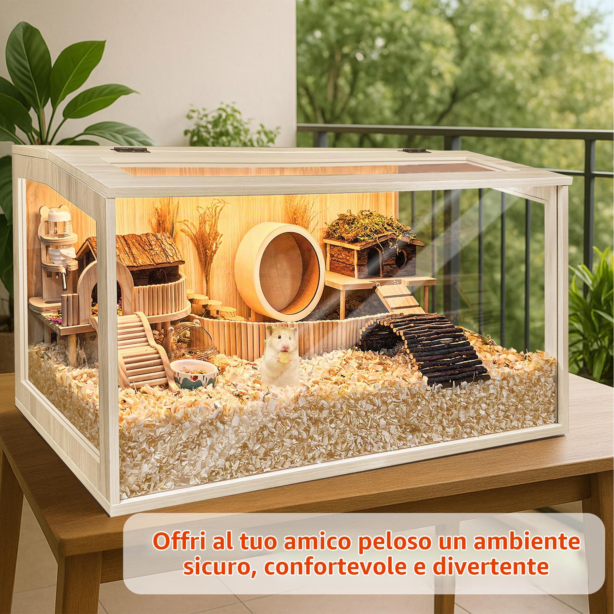 Prolee Gabbia per criceti in legno extra large per topi e ratti, parte superiore apribile, con fogli in acrilico, struttura solida (61 cm)