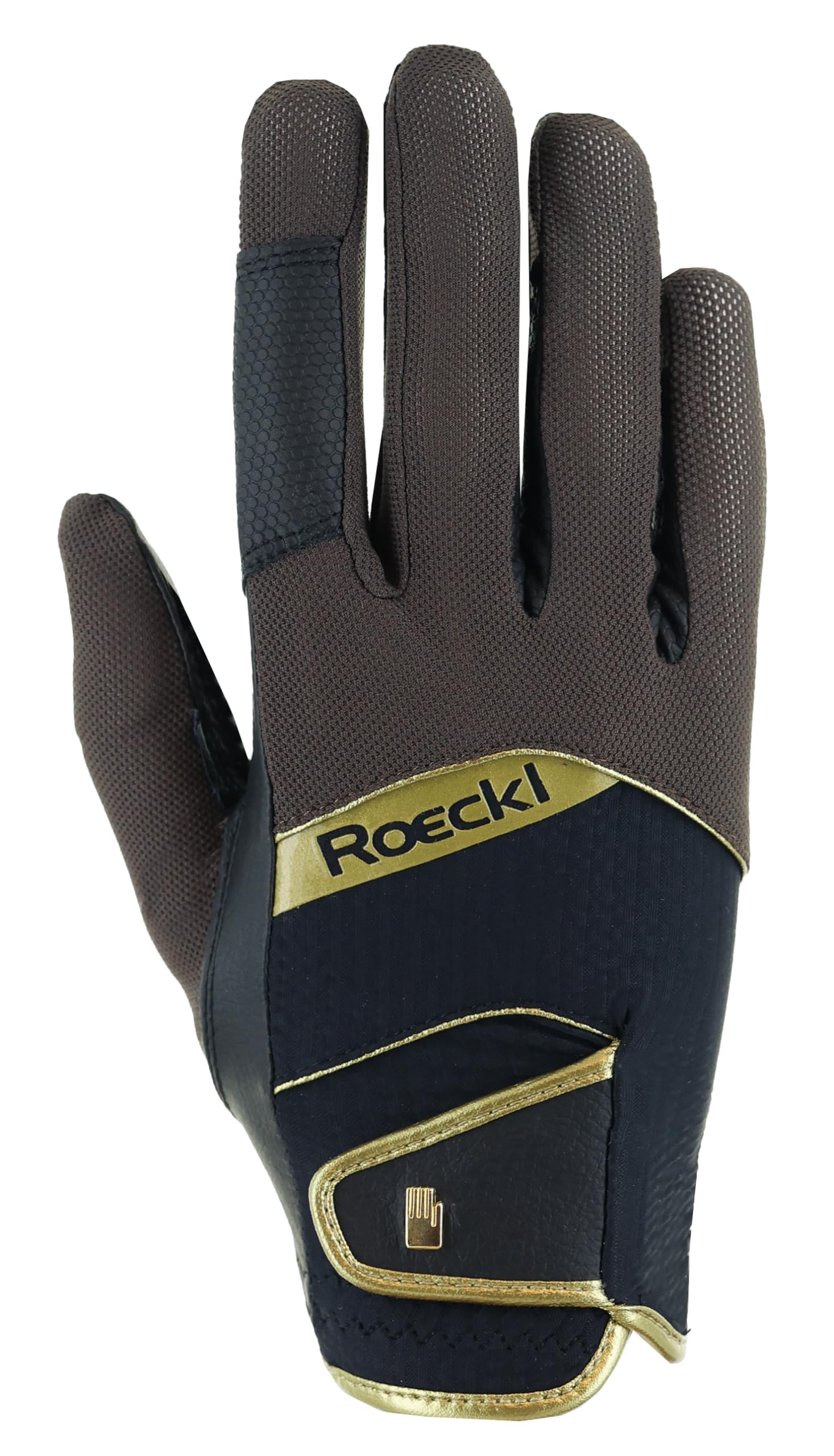 Roeckl Sports equestrian gloves MILLERO, summer riding glove, dark mocha/black 8.5 — image 1