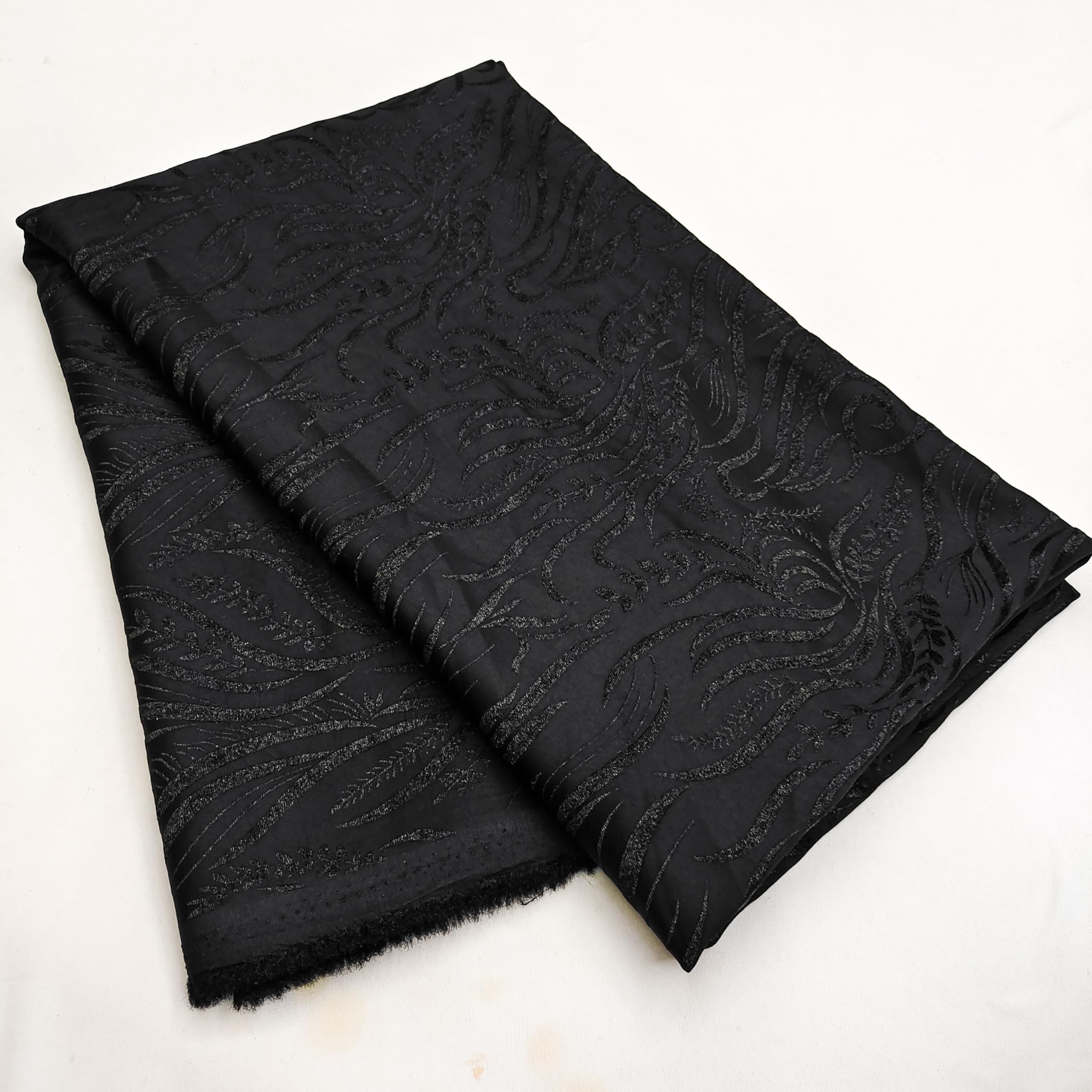 Black Embossed Jacquard Textile – 65" Wide, 3 Meter Cut for Kurta, Sherwani & Modest Fashion