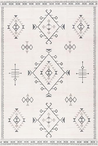 Miniatura 5 de nuLOOM Evalyn - Alfombra lavable a máquina, diseño del suroeste, 3 x 5 pies, color crema