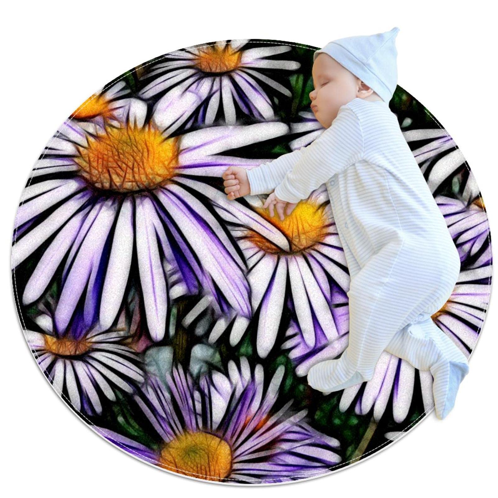 Tapis de sol pour canapé et chambre motif fleurs printanières jaune