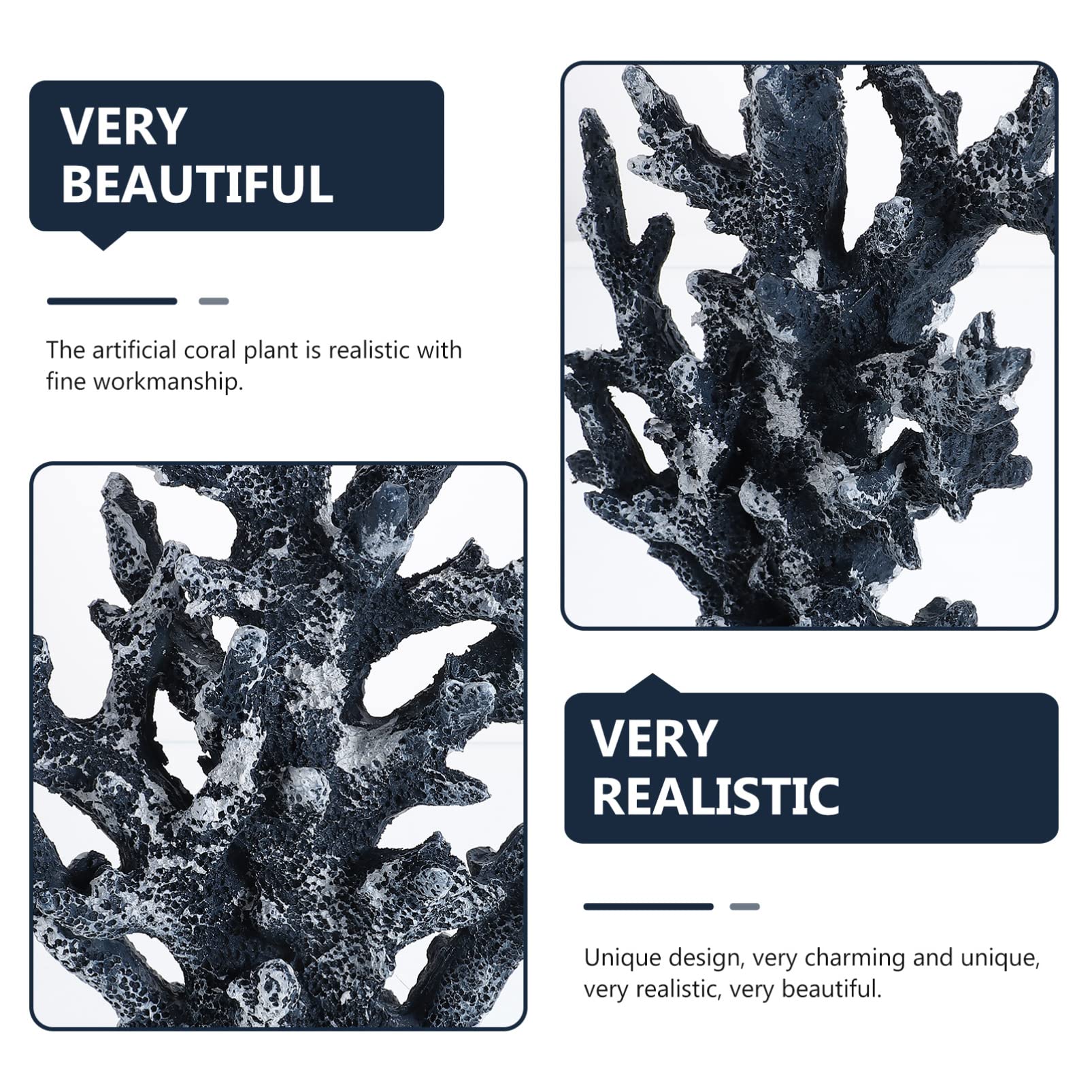 Veemoon Corail Artificiel Décoration Bleue en Résine pour Aquarium Ornement | Décoration D’aquarium, Résine, pour Bac à Poissons, Paysage de Bureau, Finition Bleue