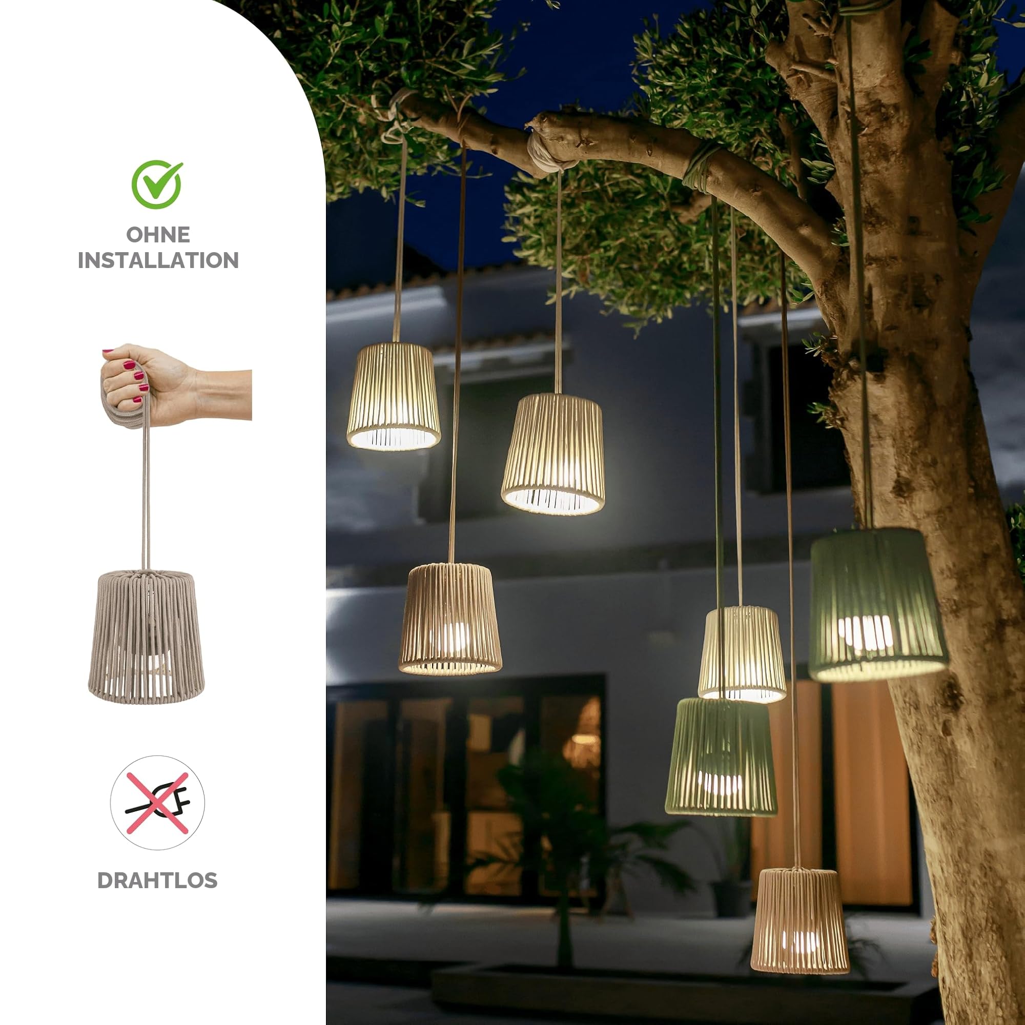 newgarden Conta Mini Tragbare LED Pendelleuchte mit Fernbedienung und USB Wiederaufladbarer Akku
