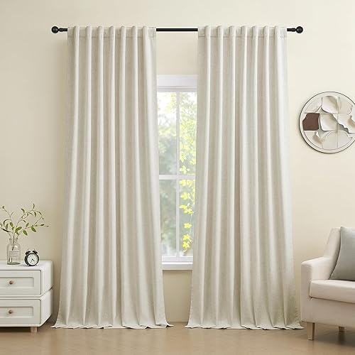 Cortinas de cocina de 26 x 24 pulgadas de largo, bolsillo de arpillera de lino con bolsillo para barra, filtro de luz, media cortina corta de café