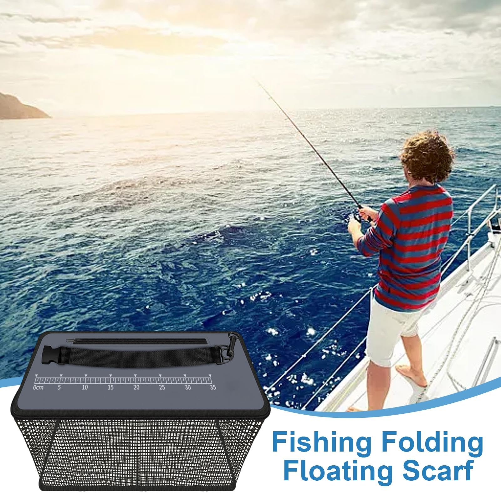Floating Fish Basket - 22L Foldable & Thicken Fish Basket for Live Caught Fish, Fishing Holder Minnow Bucket, Portable Kayak Fishing LiveWell, Heavy Duty Coated Fishing Net Cage