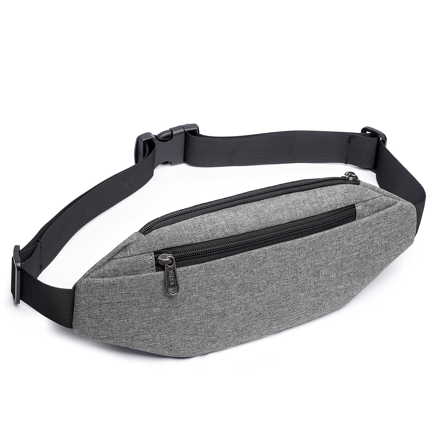 Fanny Pack for Men Women Waterproof Running Fashion Waist Packs with 2-Zipper Pockets for Hiking Travel Hands-Free Unisex Sling Bag Crossbody Shoulder Bag Chest Bag, Grey, One Size,