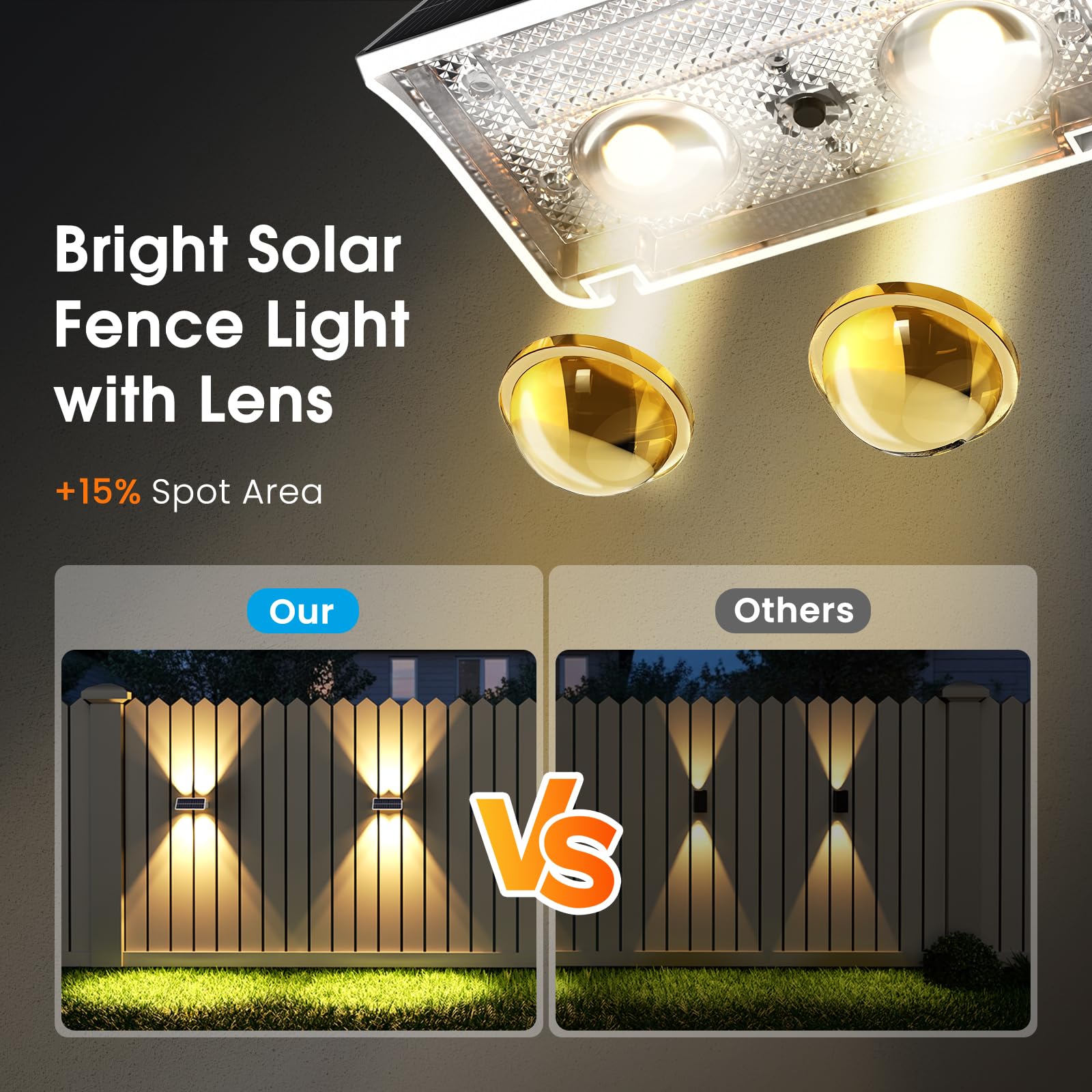 VOLISUN 8 Stück Solar Zaunleuchten für den Außenbereich, 9 Farbmodi und RGB Solar Gartenleuchten, wasserdicht IP65, helle Zaun-Solarleuchten für Garten, Hinterhof, Zaun, Deck (Weiße)