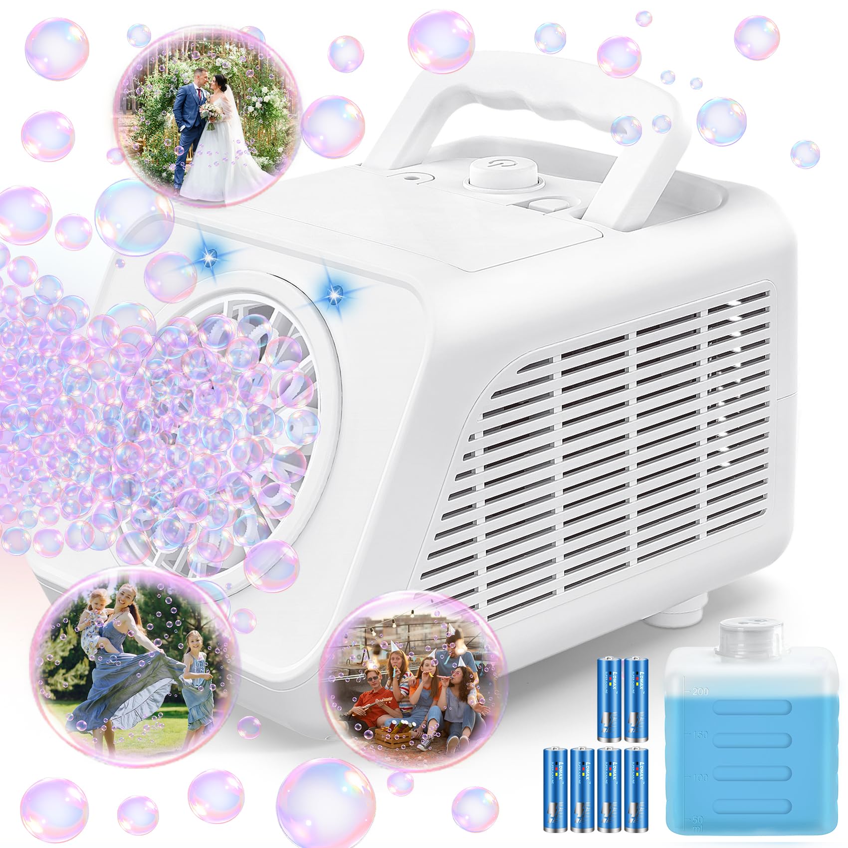 Kizmore Automatic Bubble Machine for Kids: Battery Operated Bubble Maker for Toddlers 3+ Contain 6 AA Battery| Indoor Outdoor Toys for Birthday