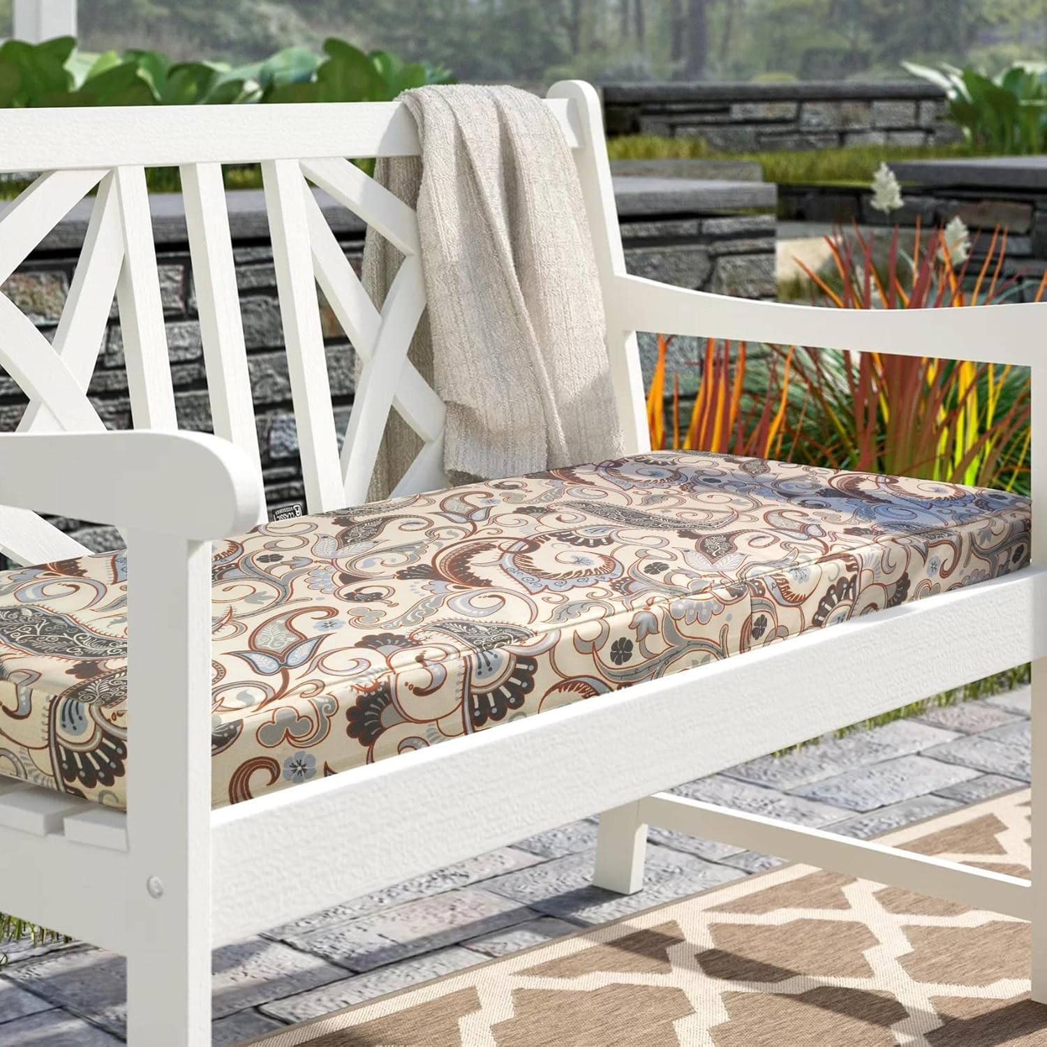 NettyPro Outdoor Patio Bench Swing Cushion Cover Replacement Water Resistant UV Protection Outside Loveseat Cushion Slipcovers with Zipper, 45 x 18 x 3 Inch