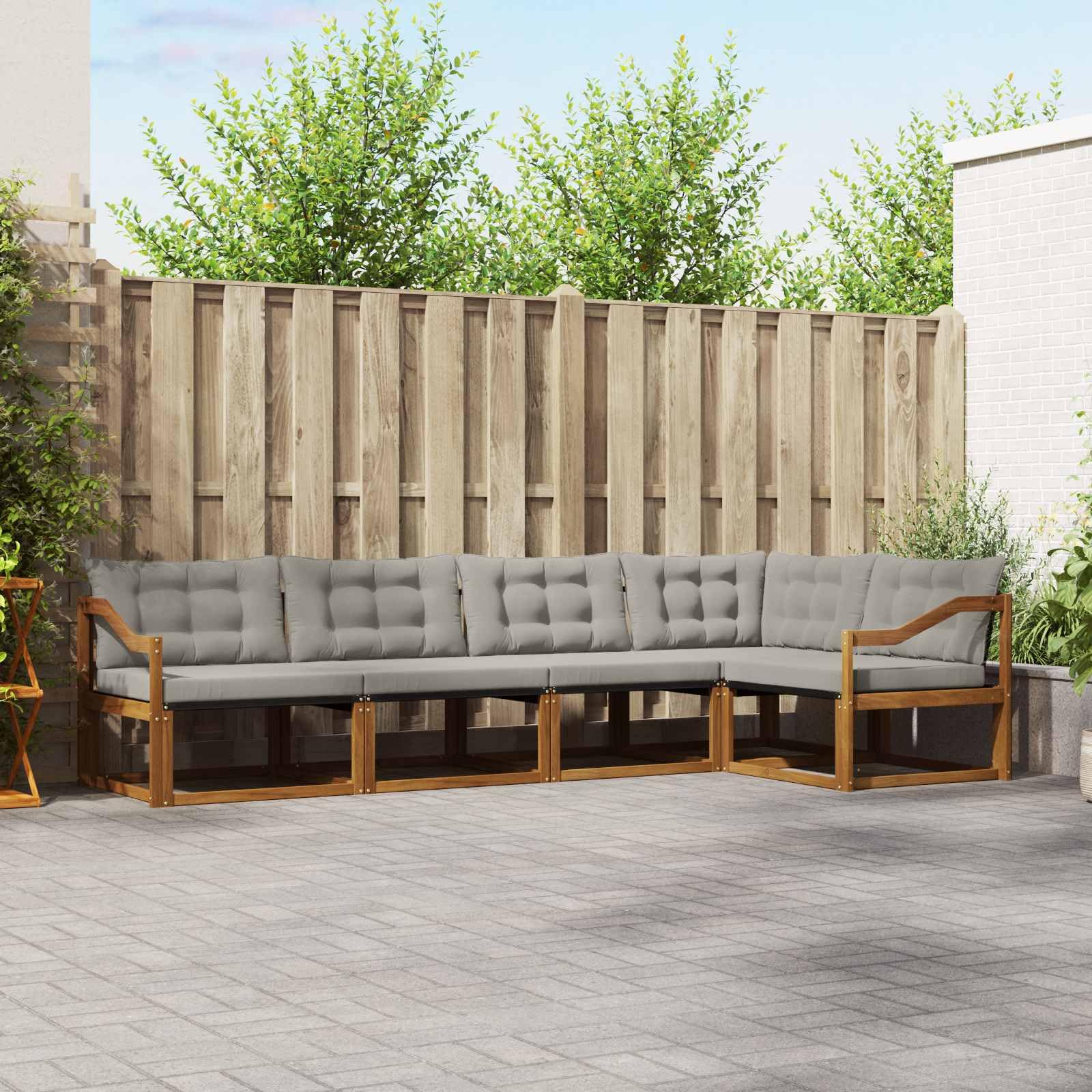 Ensemble de canapés d extérieur 5 pièces Gris Naturel Clair pour Jardin terrasse mobilier modulable résistant aux intempéries