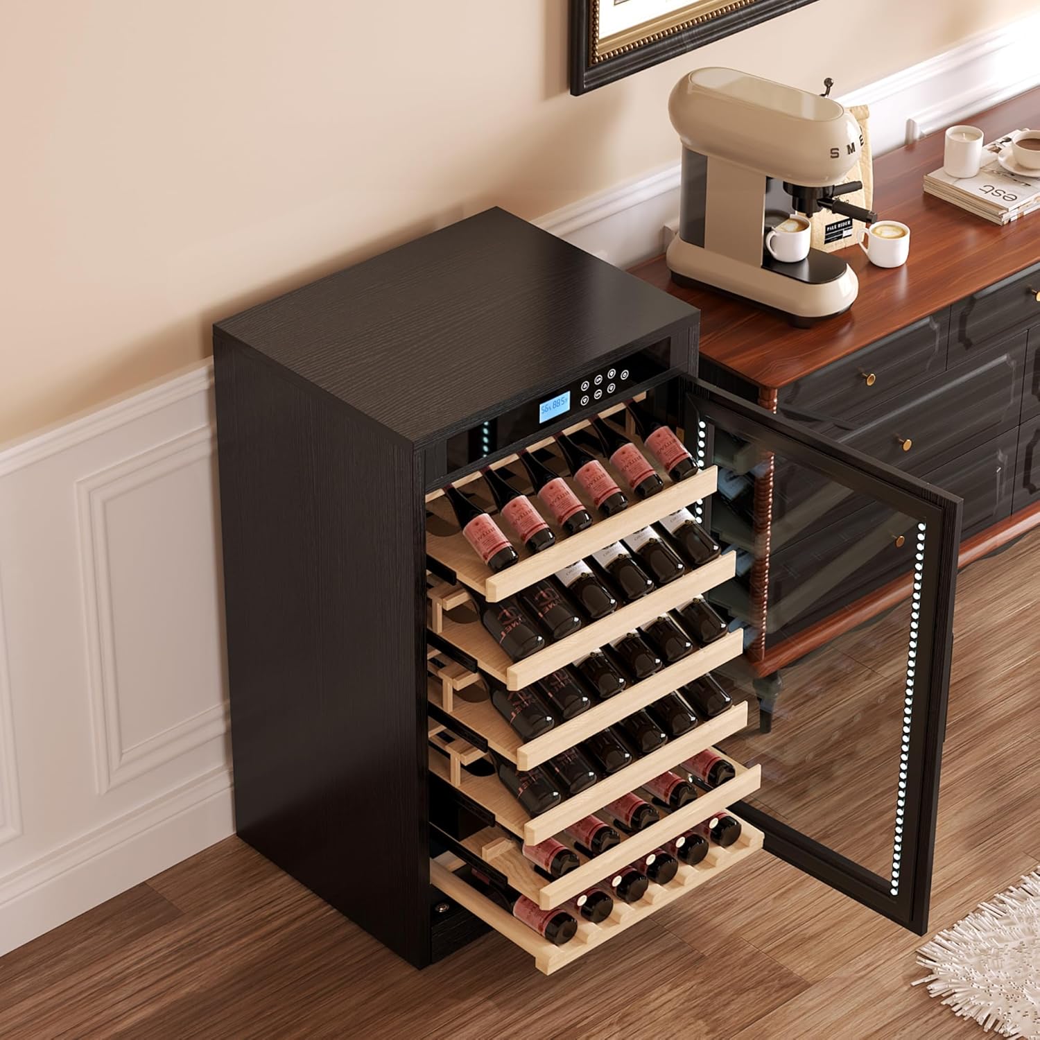 LED Touch Screen Display Constant Temperature Black Grape Wine Cooler