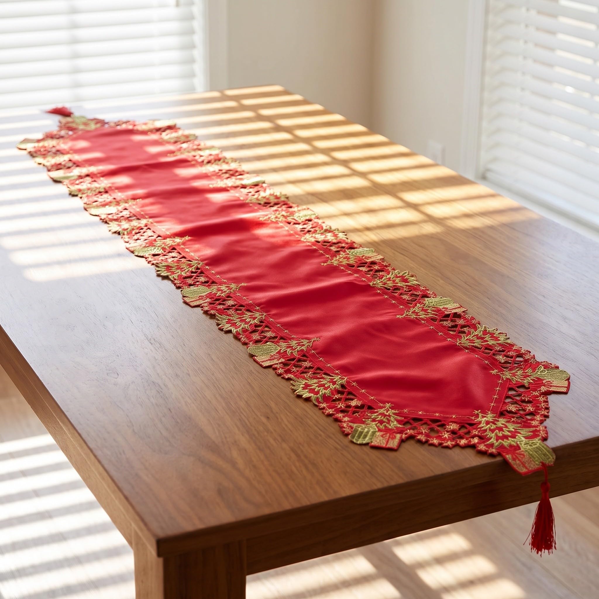 Gatuida Tovaglia natalizia, colore rosso, 2,20 m x 37,3 cm
