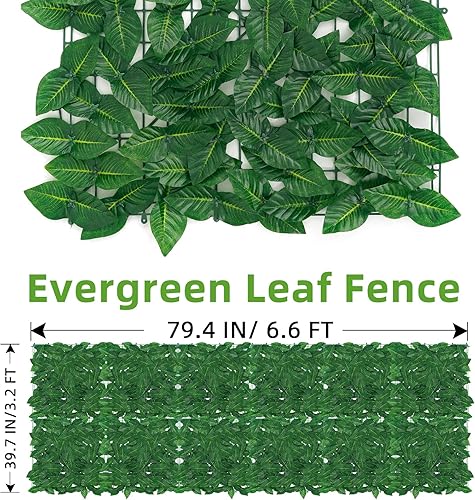 Miniatura 3 de GOTGELIF Valla decorativa artificial, valla de privacidad de hoja perenne para jardín, valla de plástico de PVC verde oscuro fácil de instalar, 39.7