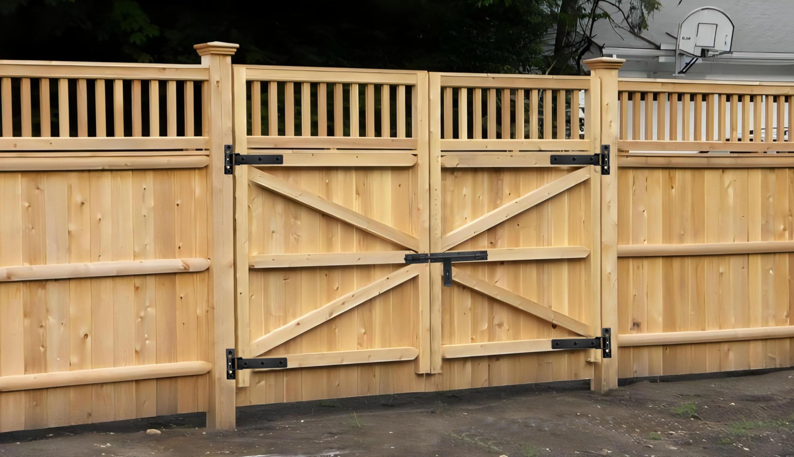 Robuste Torscharniere, 33 cm, 408 kg Kapazität, dicker, massiver Stahl | Scharniere mit eingebauten Kugellagern, 180°/90° offen für Holz-/Metalltore, Zaun, Scheune, Garten, Schuppentore (Patent)