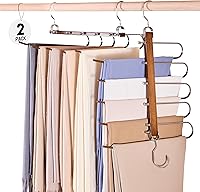 Vista 1 de HOUSE DAY Perchas para pantalones que ahorran espacio, perchas de madera para armario, antideslizantes, multifuncionales, para pantalones, Nogal