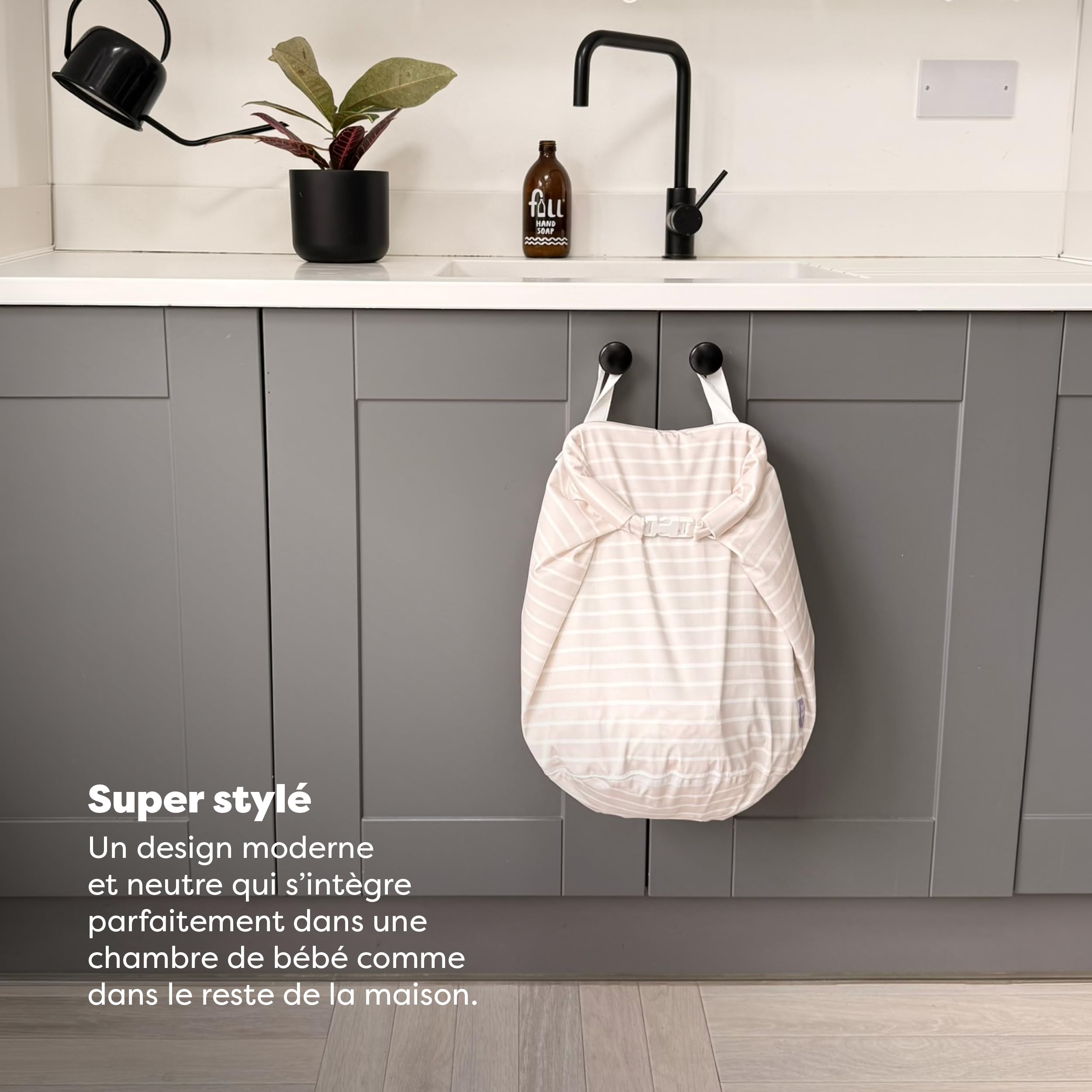 Bambino Mio, Sac à Couches pour la Maison (Rayures ÉLÉGANTES) - Grande Taille, étanche, Rangement Couches lavables