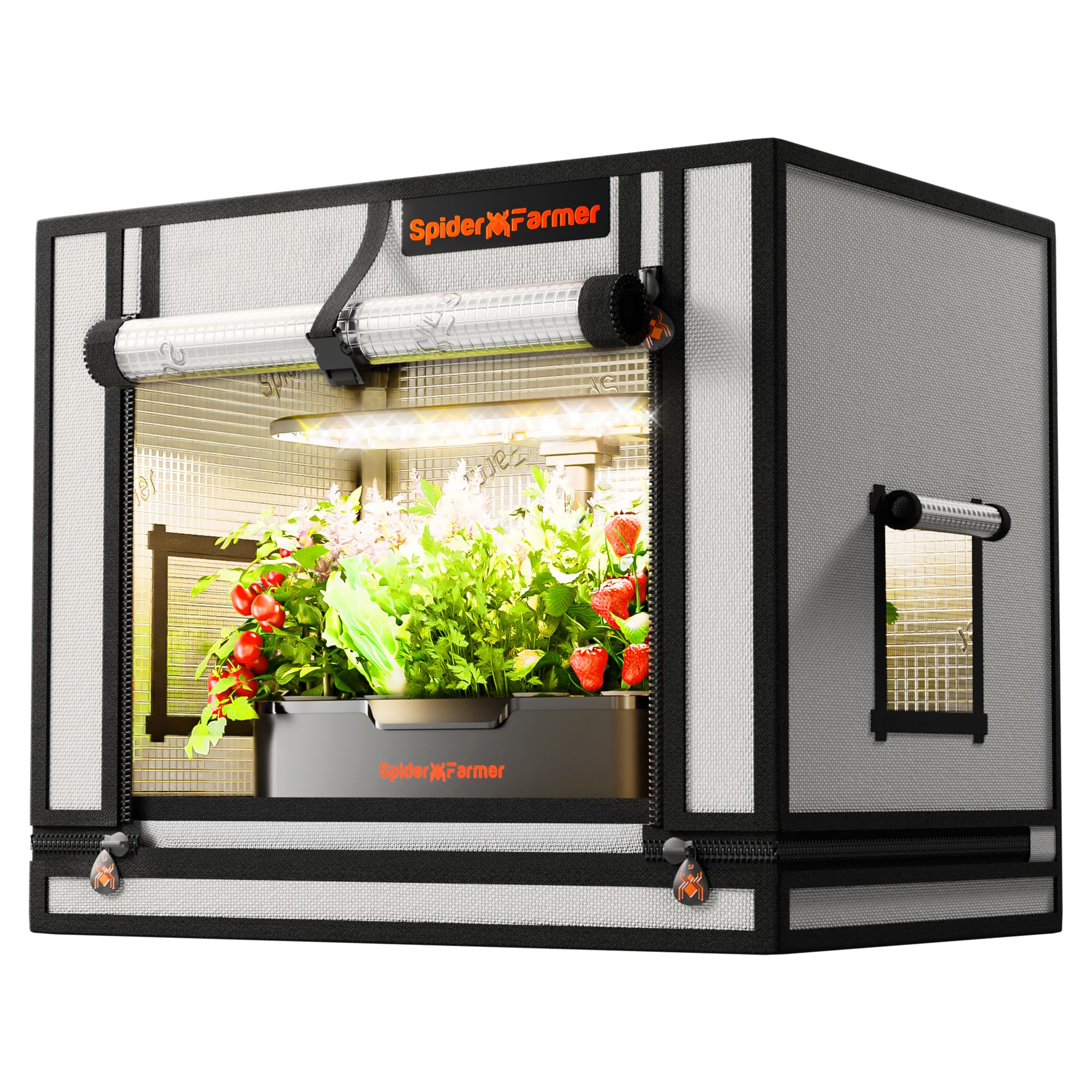 Spider Farmer Tienda de campaña para aerogarden, sistema hidropónico 24x16x20, puerta enrollable, bandeja de piso extraíble, lona Mylar gruesa 2000D