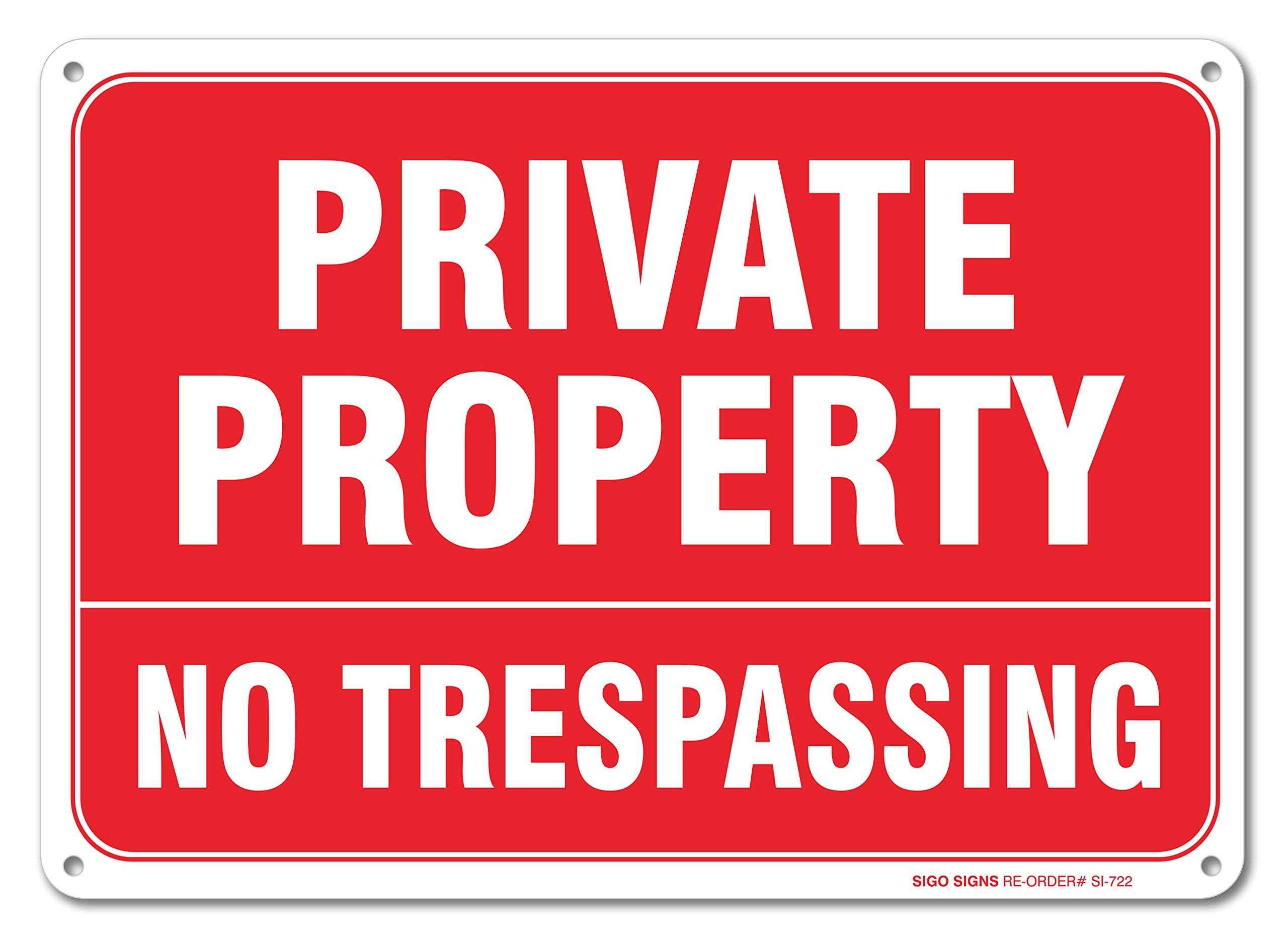 No Trespassing Sign Private Property, Private Fence Sign, 10x7 Inches, Rust Free .040 Aluminum, Fade Resistant, Made in USA-image-0