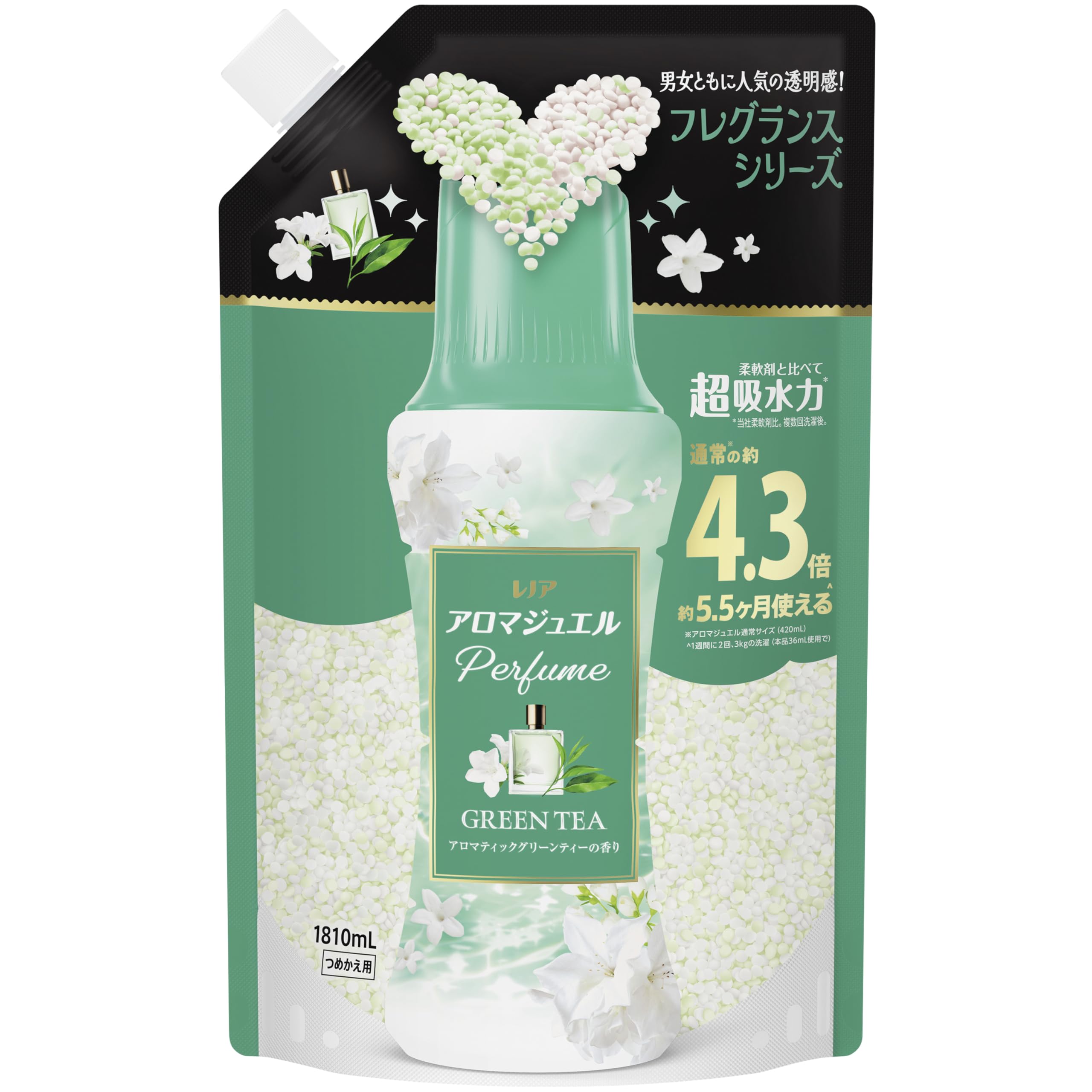 レノア アロマジュエル Perfume お洗濯の香り付けビーズ アロマティックグリーンティーの香り 詰め替え 1810mL [大容量]