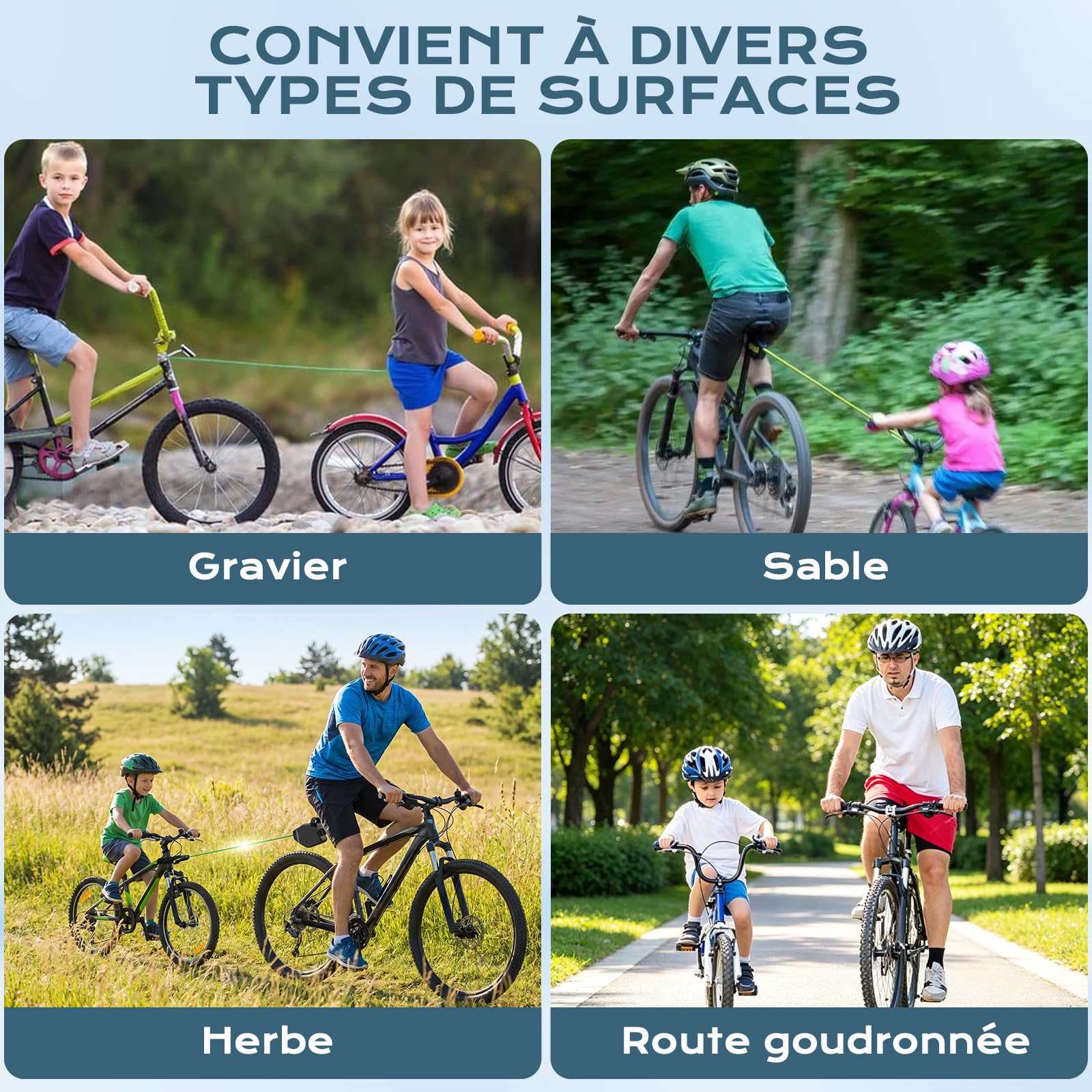 Corde de Remorquage Vélo Enfant 2,5m Vankarr Compatible Universel Enroulement Automatique