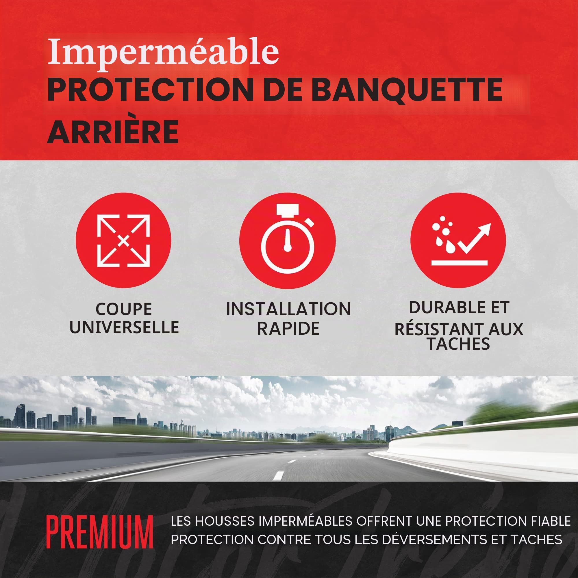 BDK AquaShield Housse de siège arrière de Voiture en néoprène imperméable pour Voitures, camions, camionnettes, SUV, Protection idéale pour Enfants et Chiens, Accessoires Automobiles, Noir