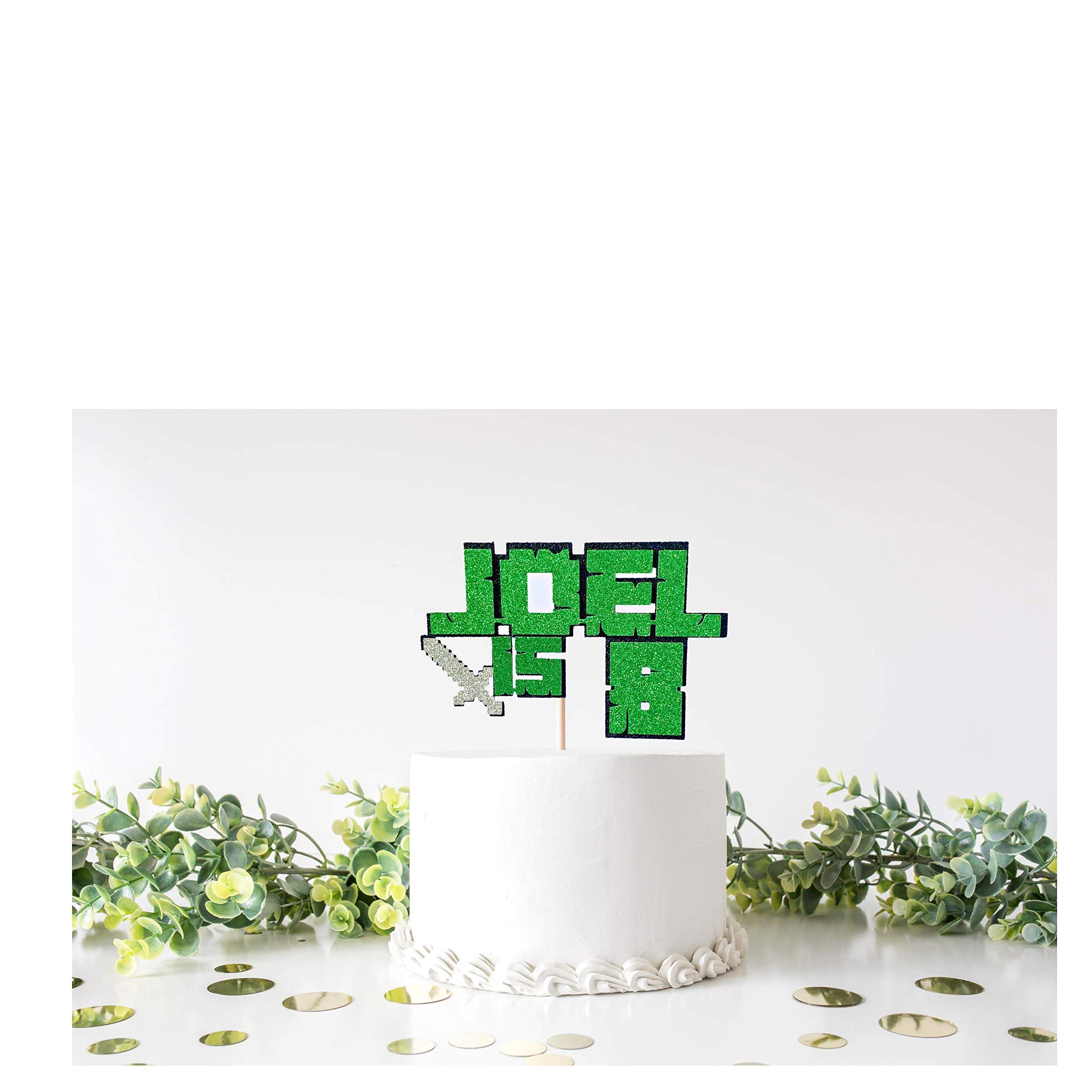 Computer Game Cake Topper Party Decoration Mine Style Personalised Custom Name Age10 Year Old