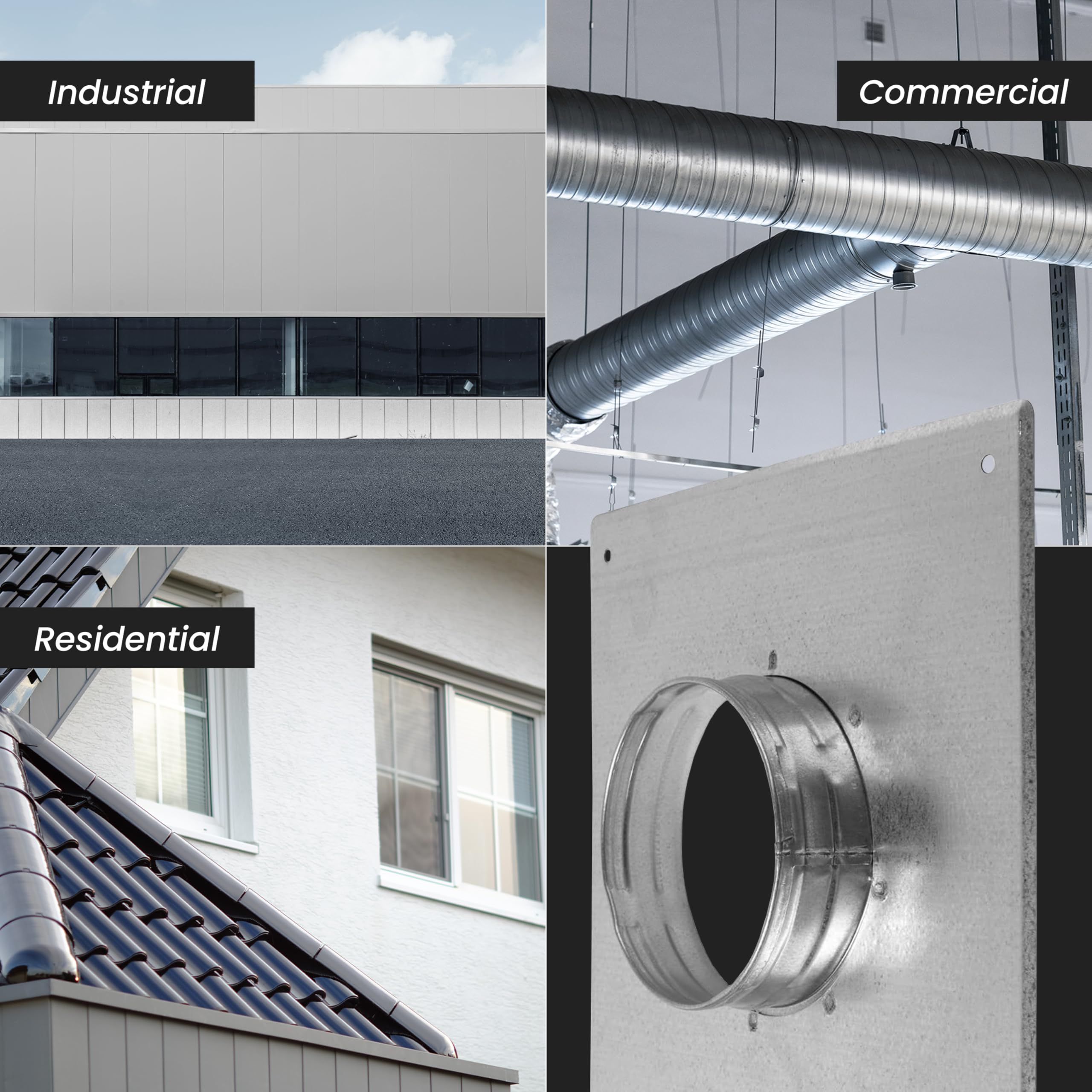 Repa Market Brida Redonda para Conducto de Secadora de 8 Pulgadas - Placa de Pared de Ventilación de Secadora de Acero Galvanizado - Adaptador de Tubería Rígida o Flexible para Pared, Techo para
