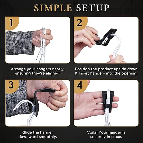 Miniatura 5 de Organizador de perchas y solución de confort (negro) Agarre ergonómico para colgar ropa y compañero de viaje. Acomoda hasta 3-4 perchas universales.