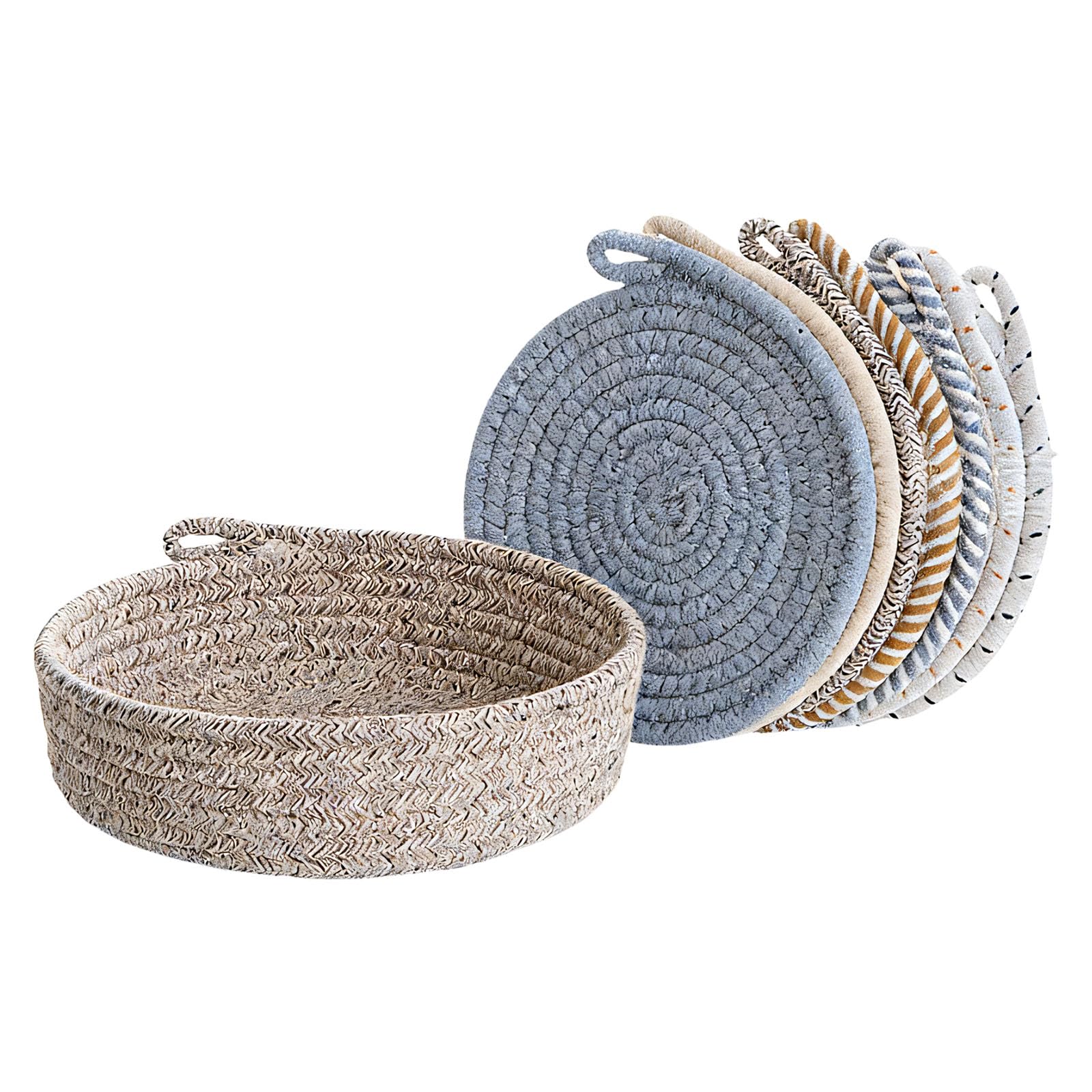 20cm Round Cotton Trivet with Storage Basket for Hot Pots Hot Dishes Pans Trivets Kitchen Counter Dining Table Trivet Mat