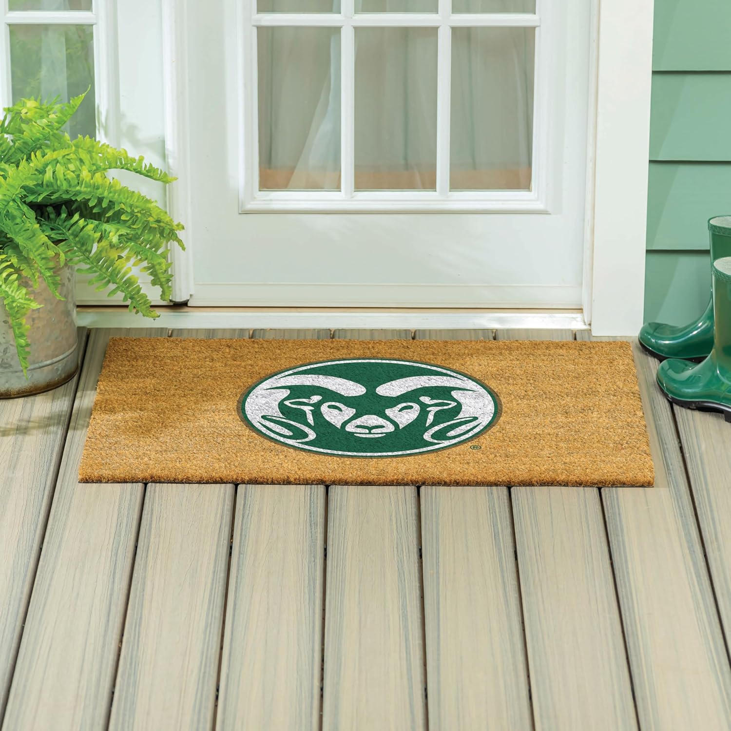 Team Sports America NCAA Colorado State University Coir Doormat 36"x24", Official Full Color Team Logo, Extra Large Front Door Mat, Outdoor Indoor Entrance Rug, Non-Slip Welcome Mat for Porch Patio