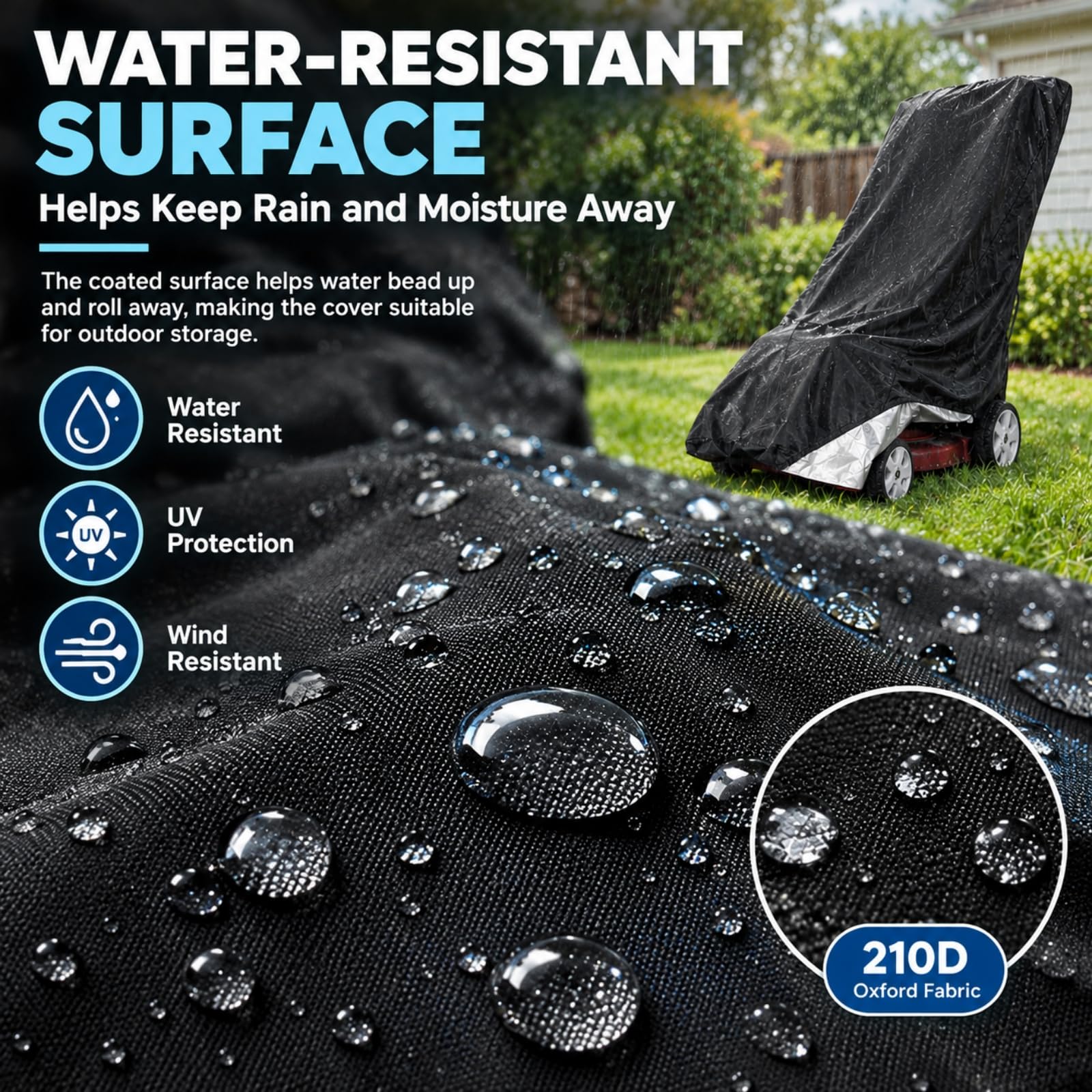 Funda para Cortacésped Manual para Castelgarden XE 40 2022-2026, Tejido Oxford Cubierta Protectora Impermeable, para Jardín y Almacenamiento Exterior