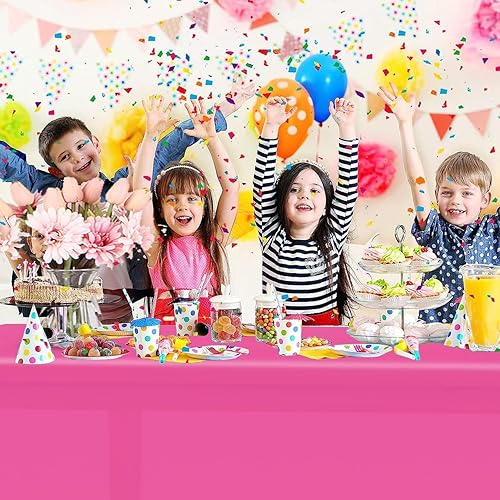 Miniatura 6 de Paquete de 3 manteles de plástico desechables de alta calidad para fiestas, manteles rectangulares de 54 x 108 pulgadas, mesas de 6 a 9 pies para