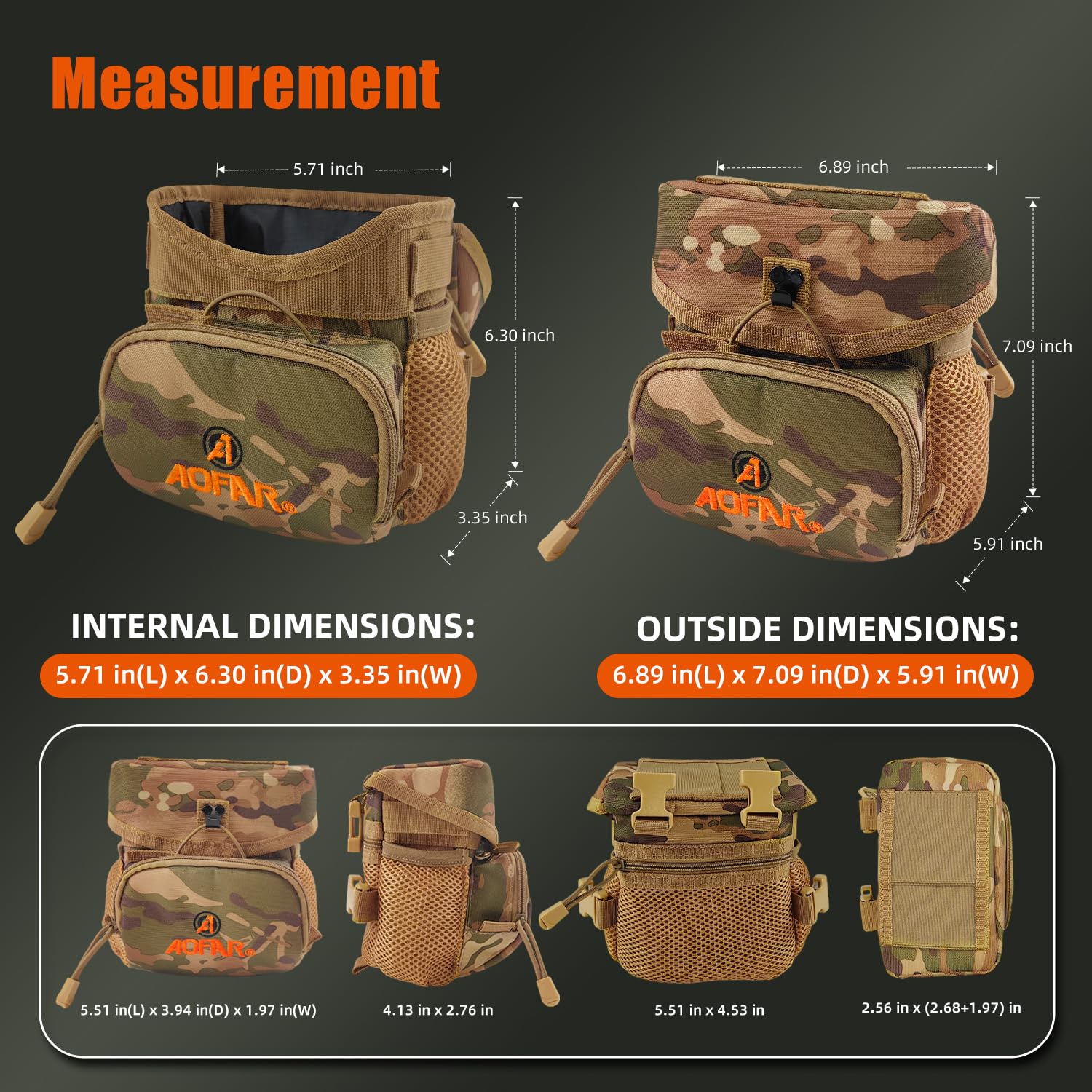 AOFAR Bolsa de Pecho para Prismáticos Correa Ajustable, Ligera y Gran Capacidad, Funda para Prismáticos para Caza, Senderismo y Tiro, Camuflaje